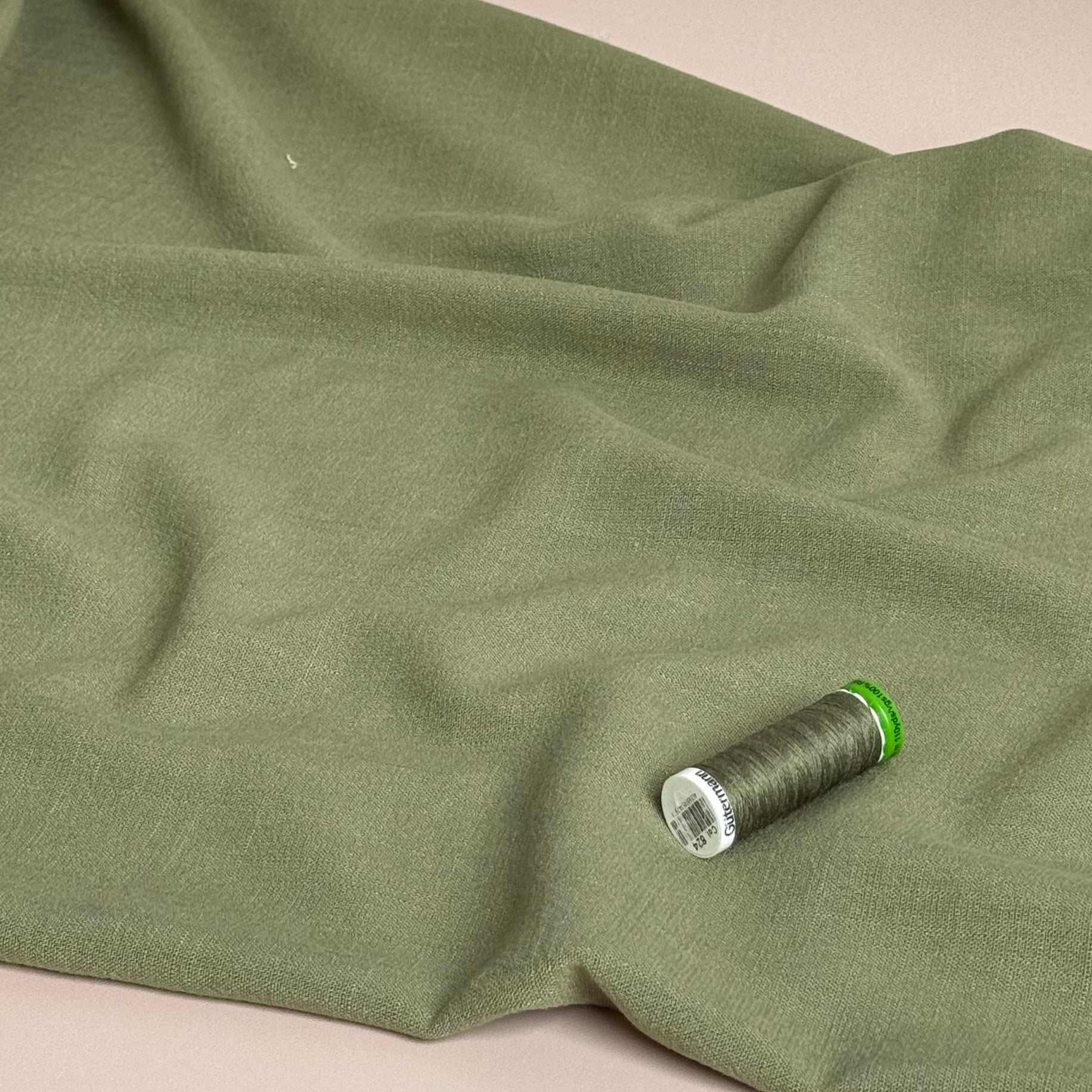 Flow Moss Green Viscose Linen Blend Dress Fabric