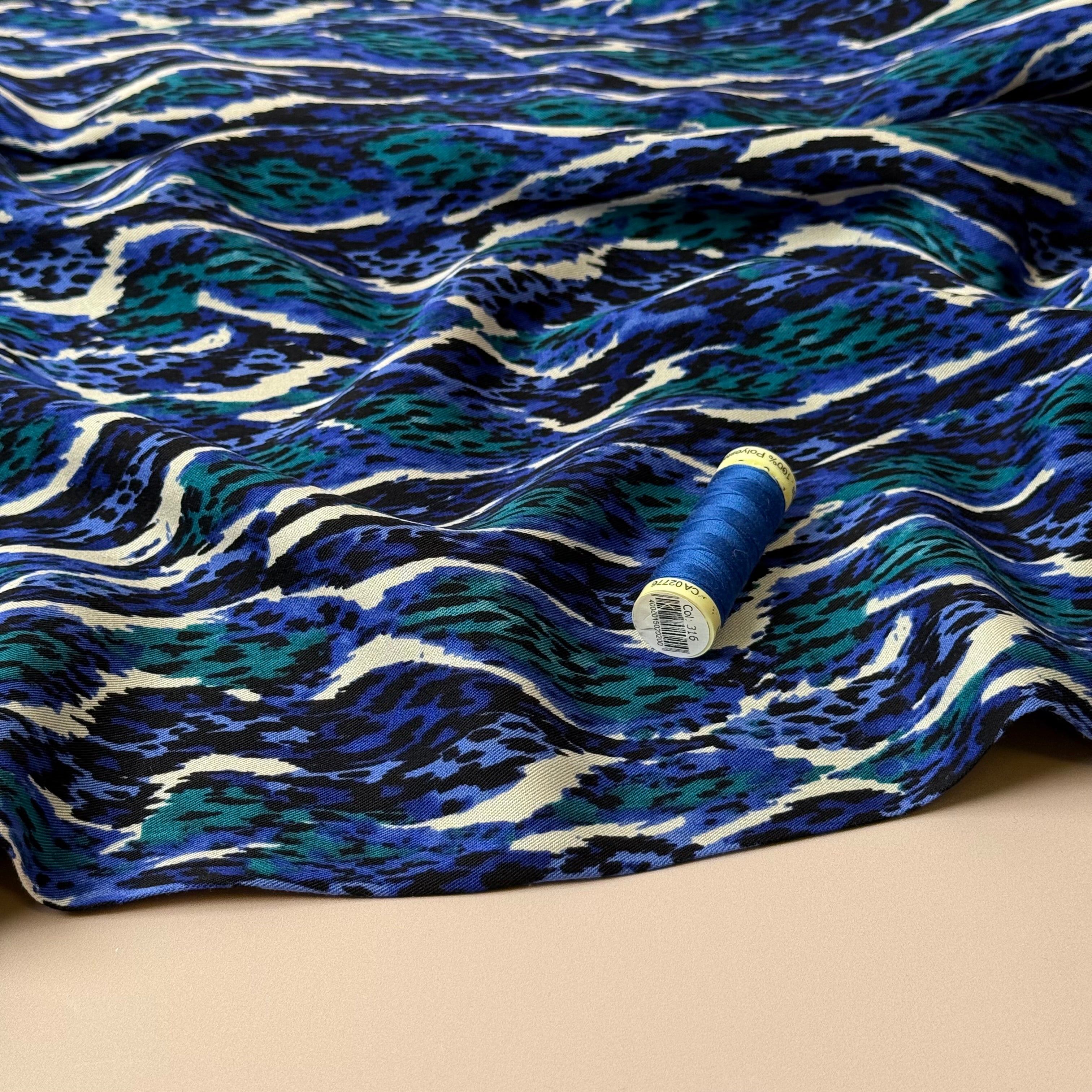 Royal Blue Jungle Viscose Twill
