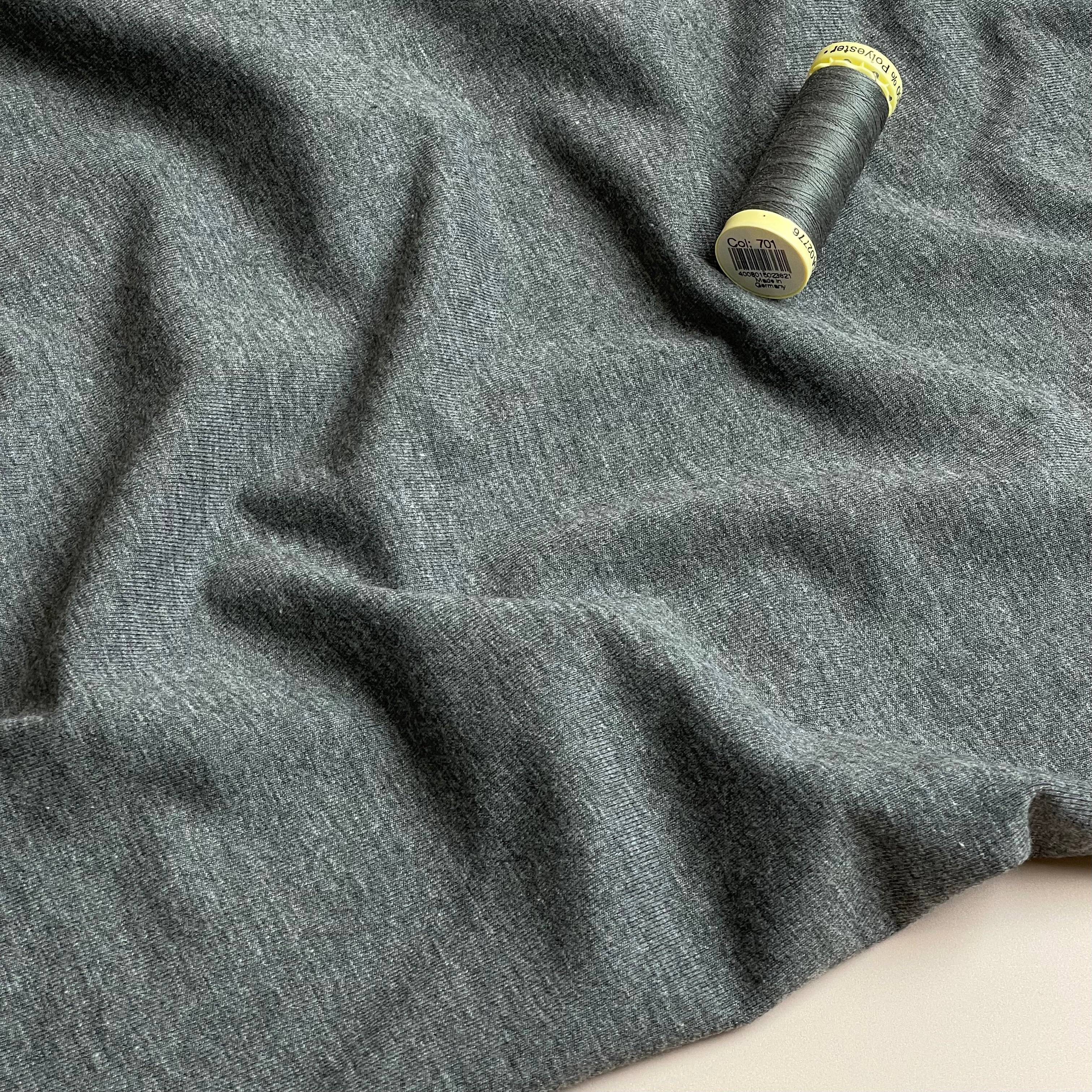 Essential Chic Dark Grey Melange Plain Cotton Jersey Fabric