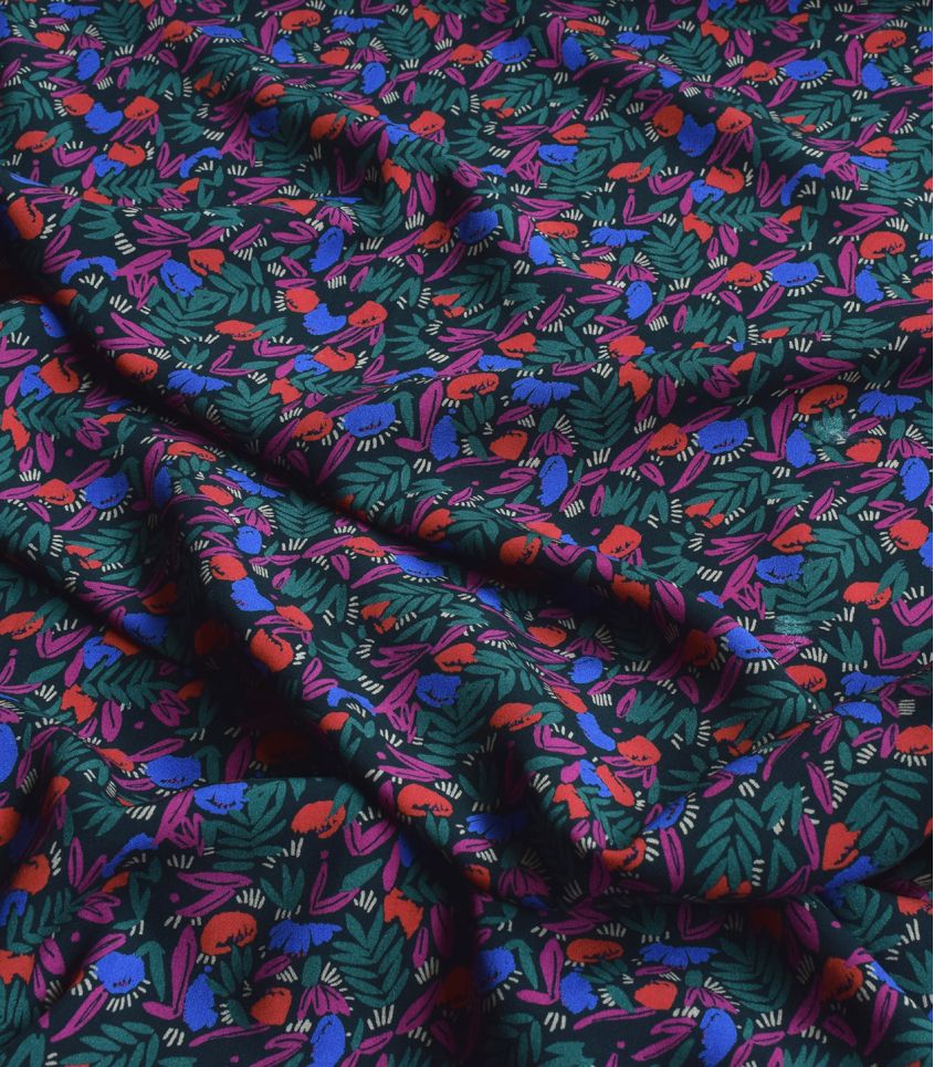 Cousette - Jungle with Dark Flowers Viscose Fabric