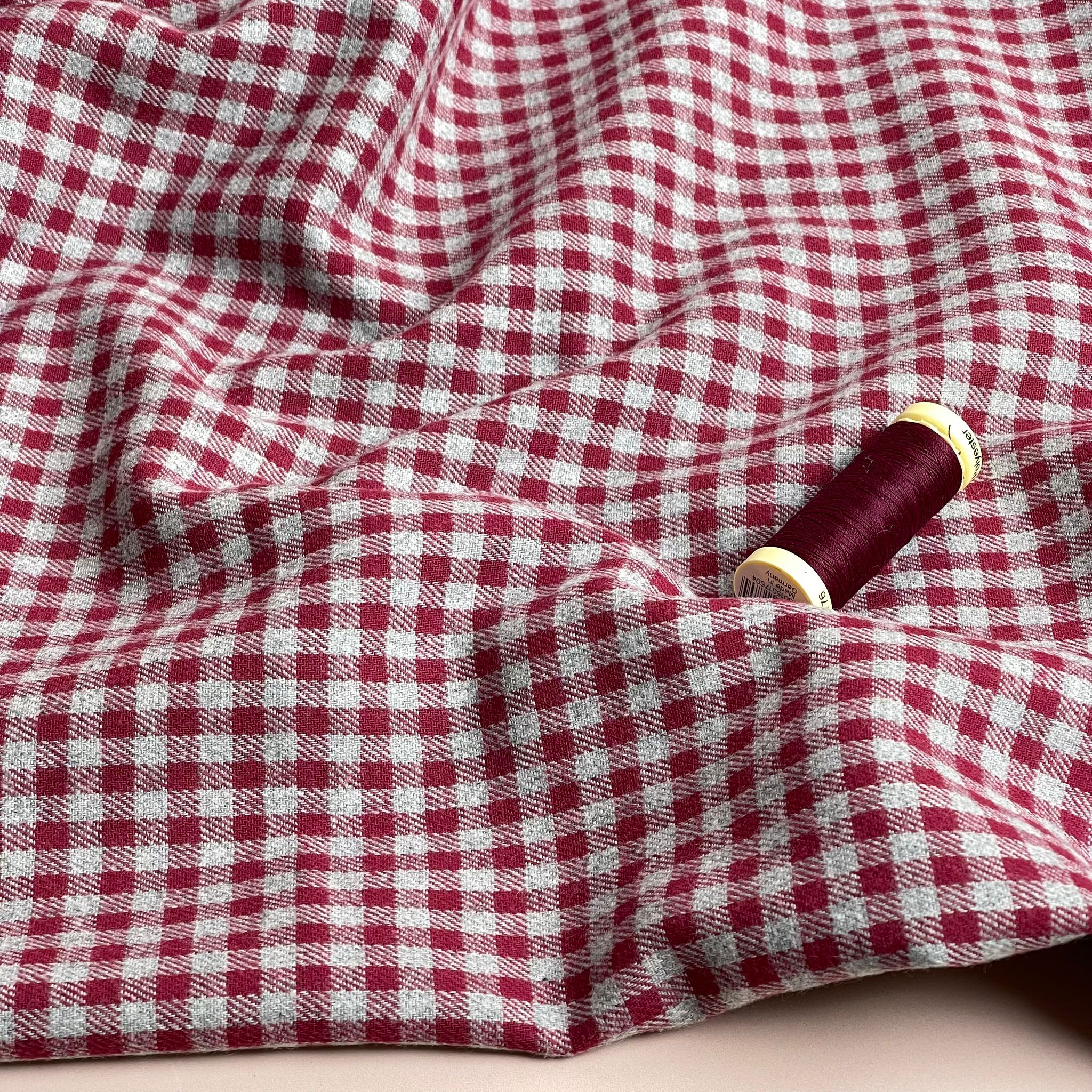 Yarn Dyed Mini Red Gingham Cotton Flannel