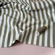 Yarn Dyed Tea Green Stripes Looped Back Cotton French Terry