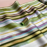 REMNANT 2.65 Metres - Summer Stripes Green Viscose Sateen Fabric