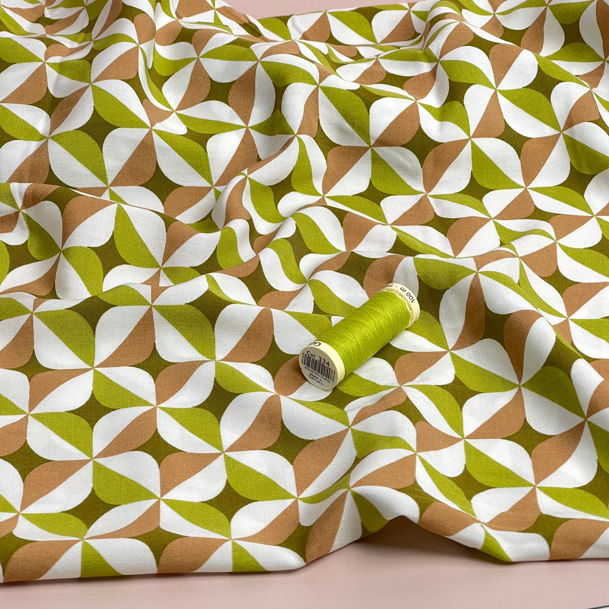 Retro Spring Green Viscose Poplin Fabric