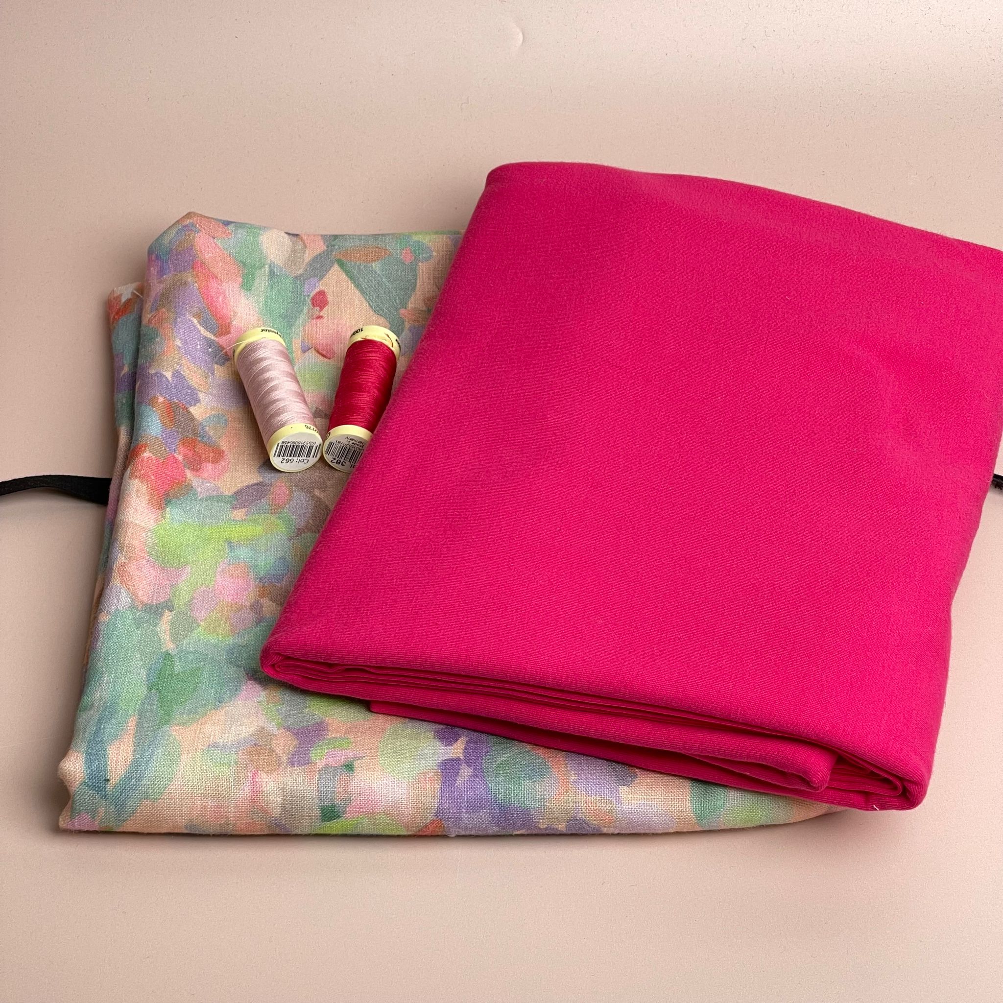 Make an Outfit Colour Bundle - Lupine Petals Blush Linen & Fuchsia Cotton Jersey