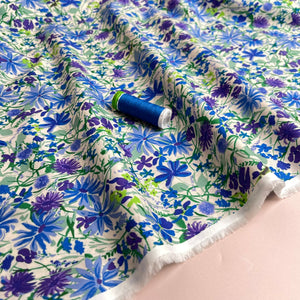 Cobalt Meadow Cotton Lawn Fabric