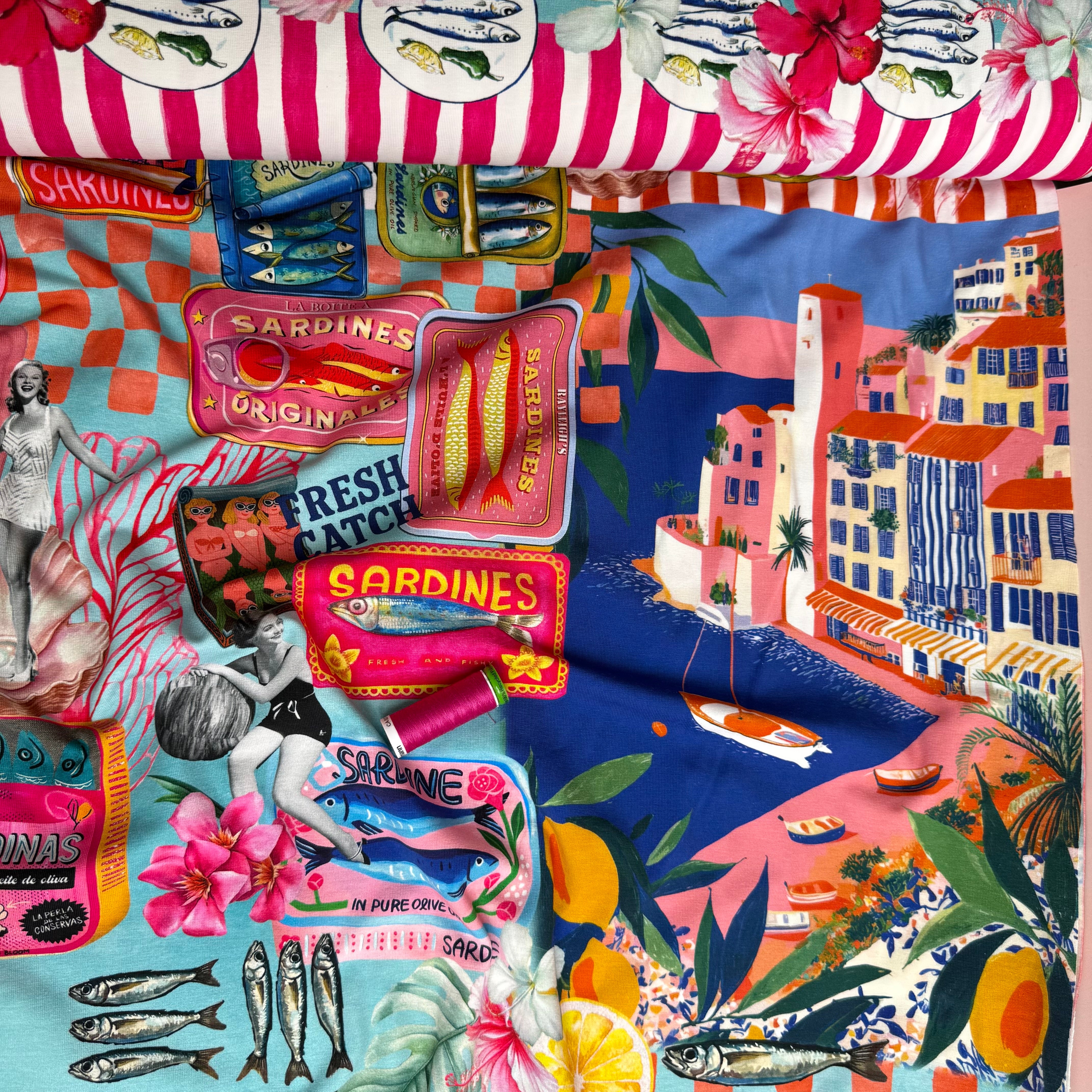 Sardines Panel 150x150 cm Cotton Jersey Fabric - £24 per panel