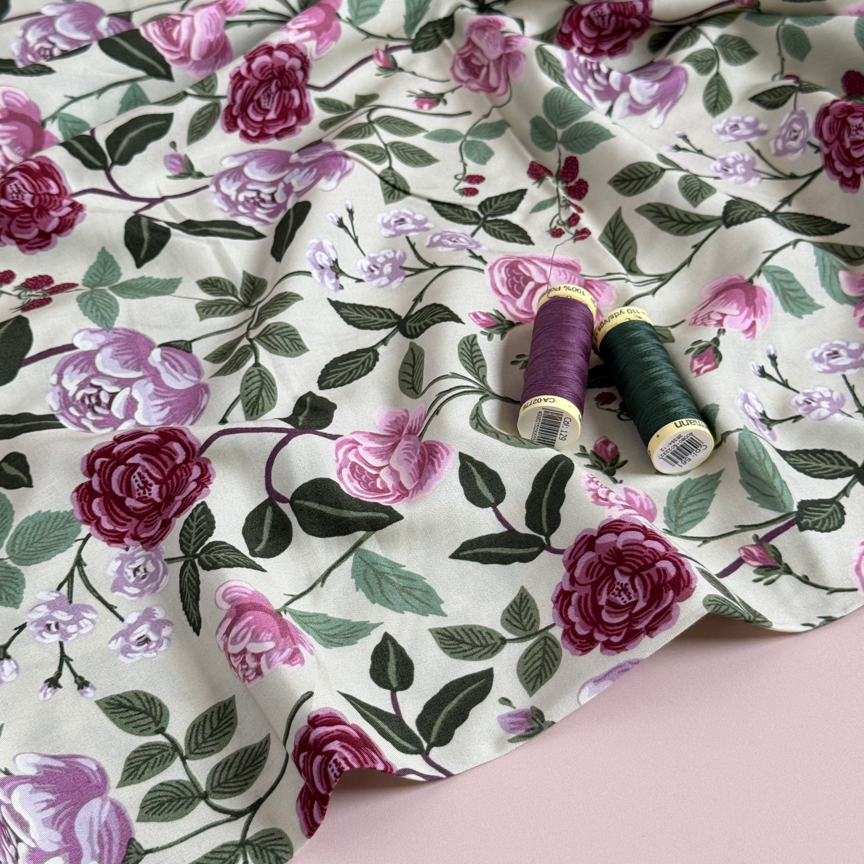 Rifle Paper Co - Roses in Plum Rayon from English Rose