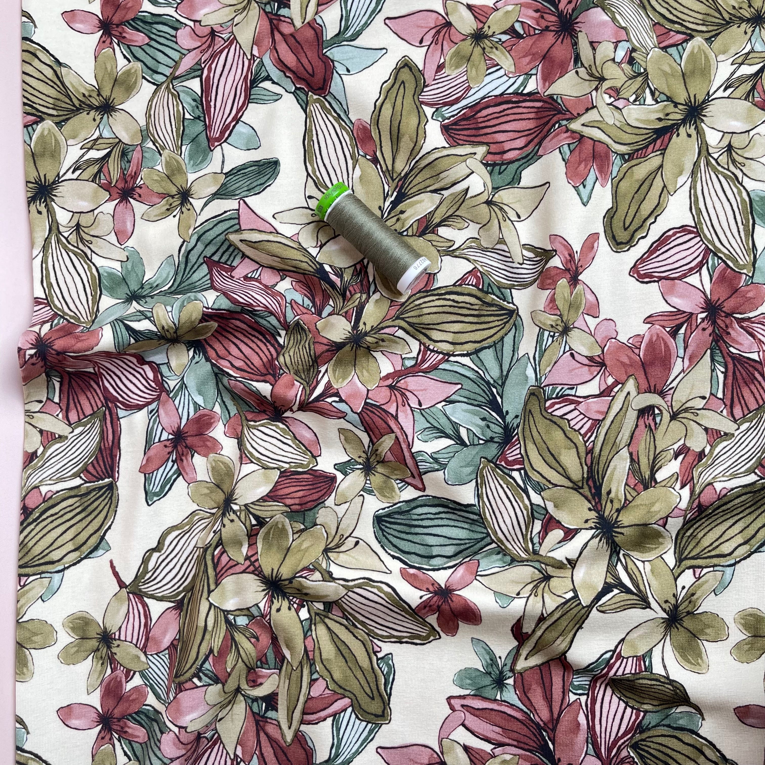 Danish Design - Watercolour Dusky Flowers Cotton Jersey