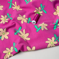 Fun Flowers Fuchsia GOTS Organic Cotton Jersey