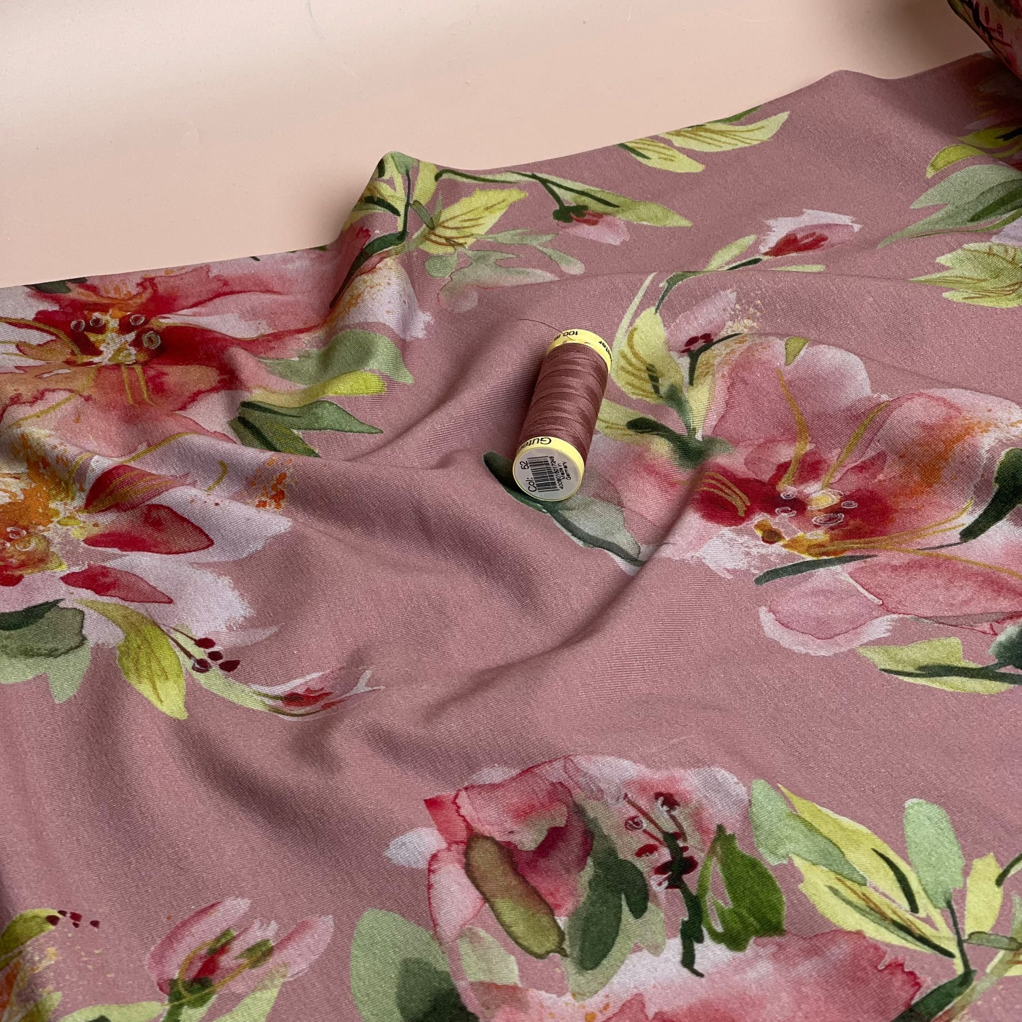 Danish Design - Dusty Rose Floral Cotton Jersey Fabric