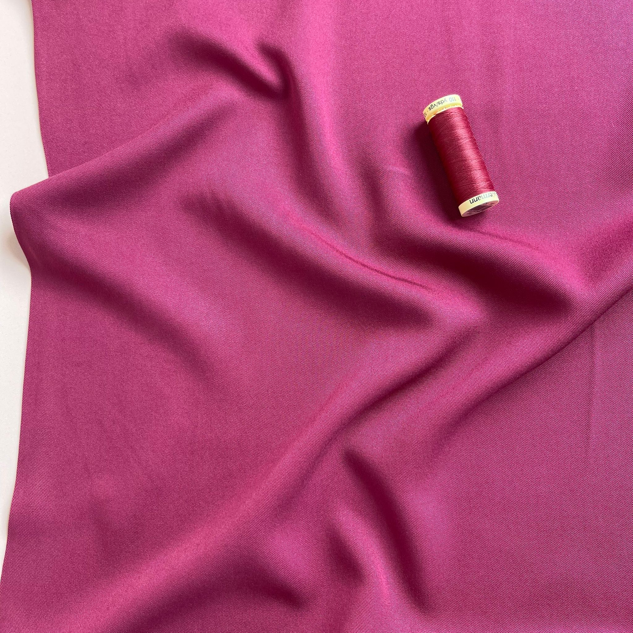 REMNANT 1.92 Metres - Grandeur Framboise Pink Viscose Twill Dress Fabric