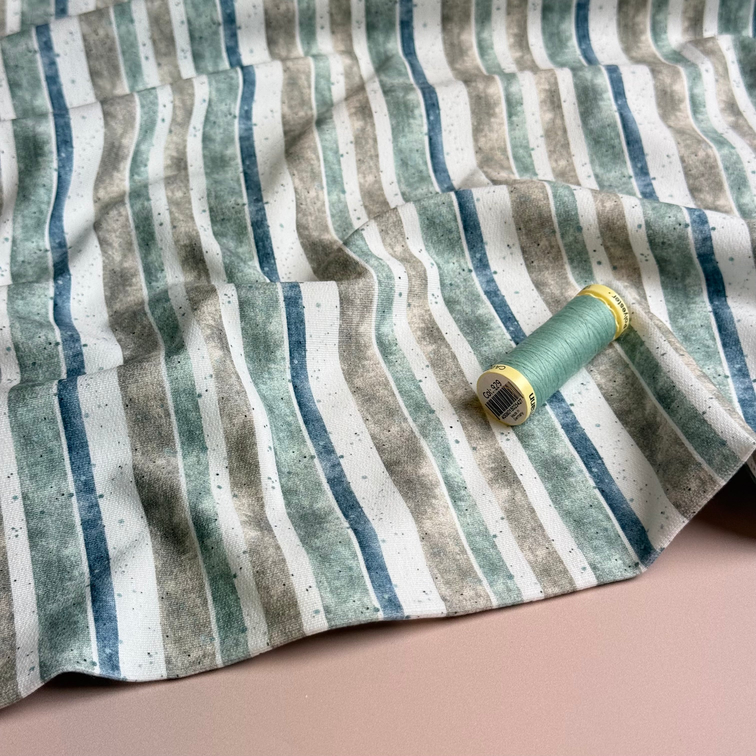 Stripes & Speckles Soft Cotton Sweat-shirting Fabric