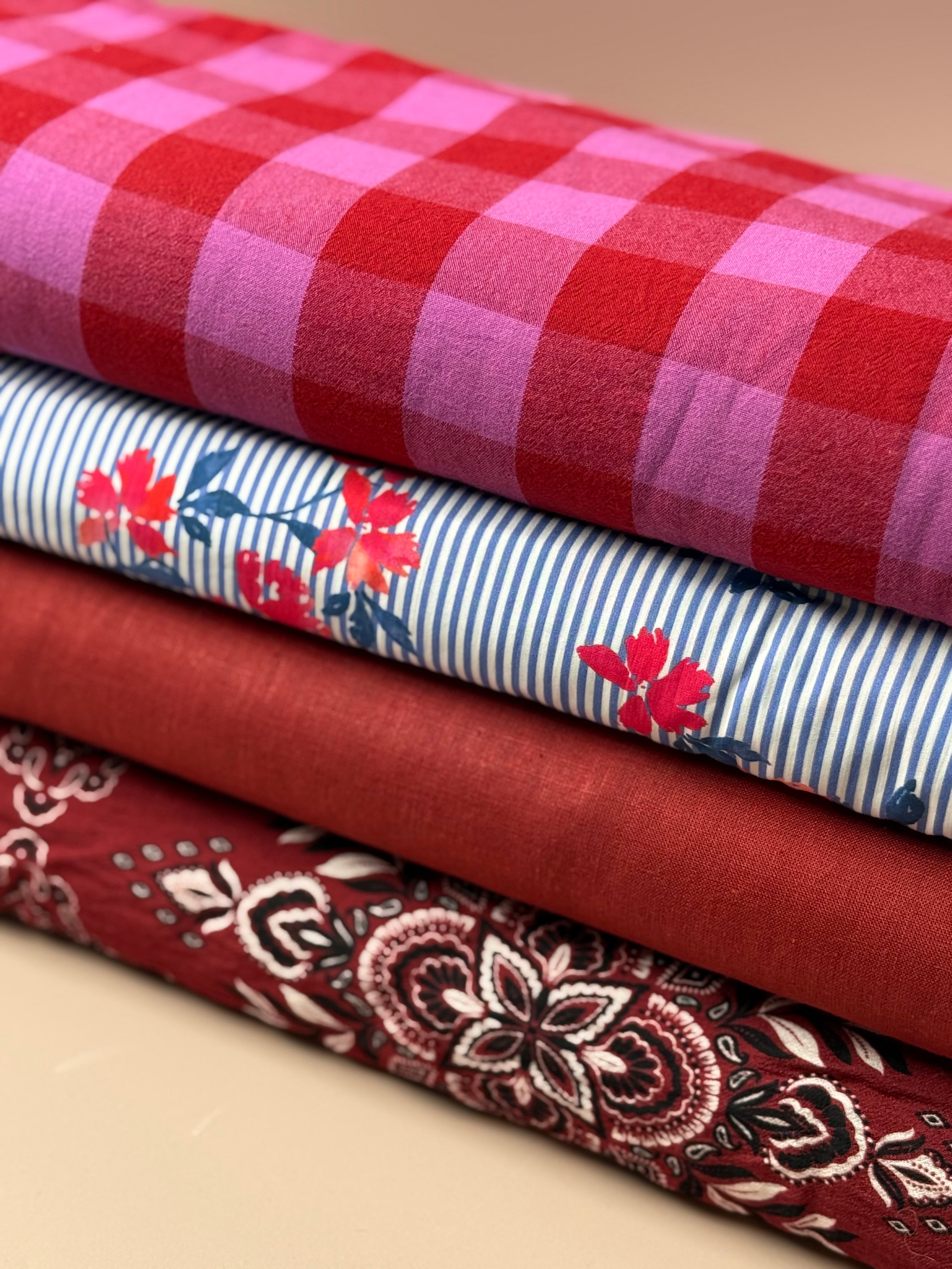 Breeze LIGHT Wine Red - Enzyme Washed Linen Fabric