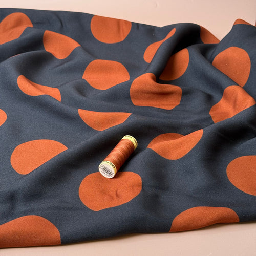 Light & Lush - Large Polka Dots in Rust Viscose Twill Fabric