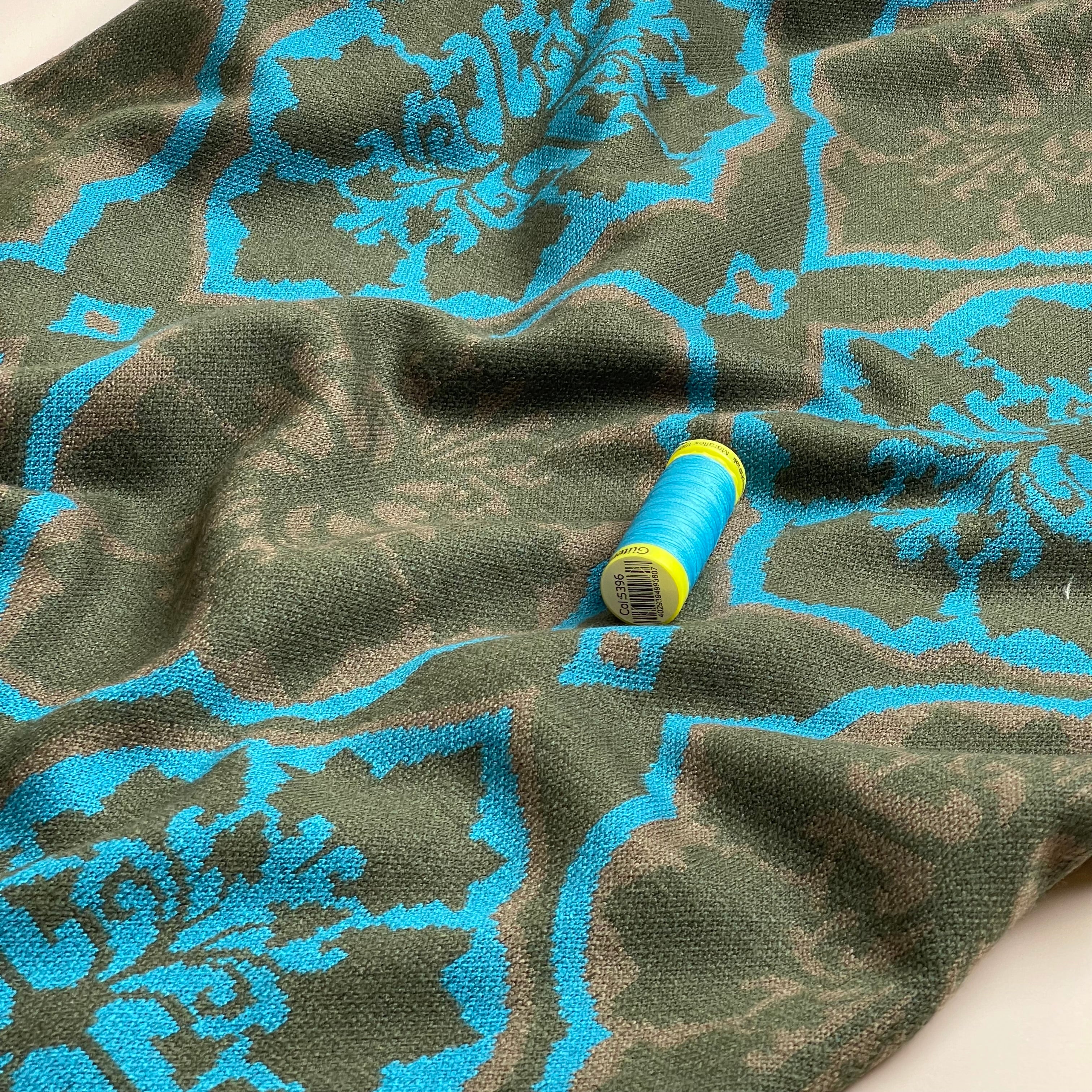 Kaleidoscope Olive Yarn Dyed Jacquard Knit