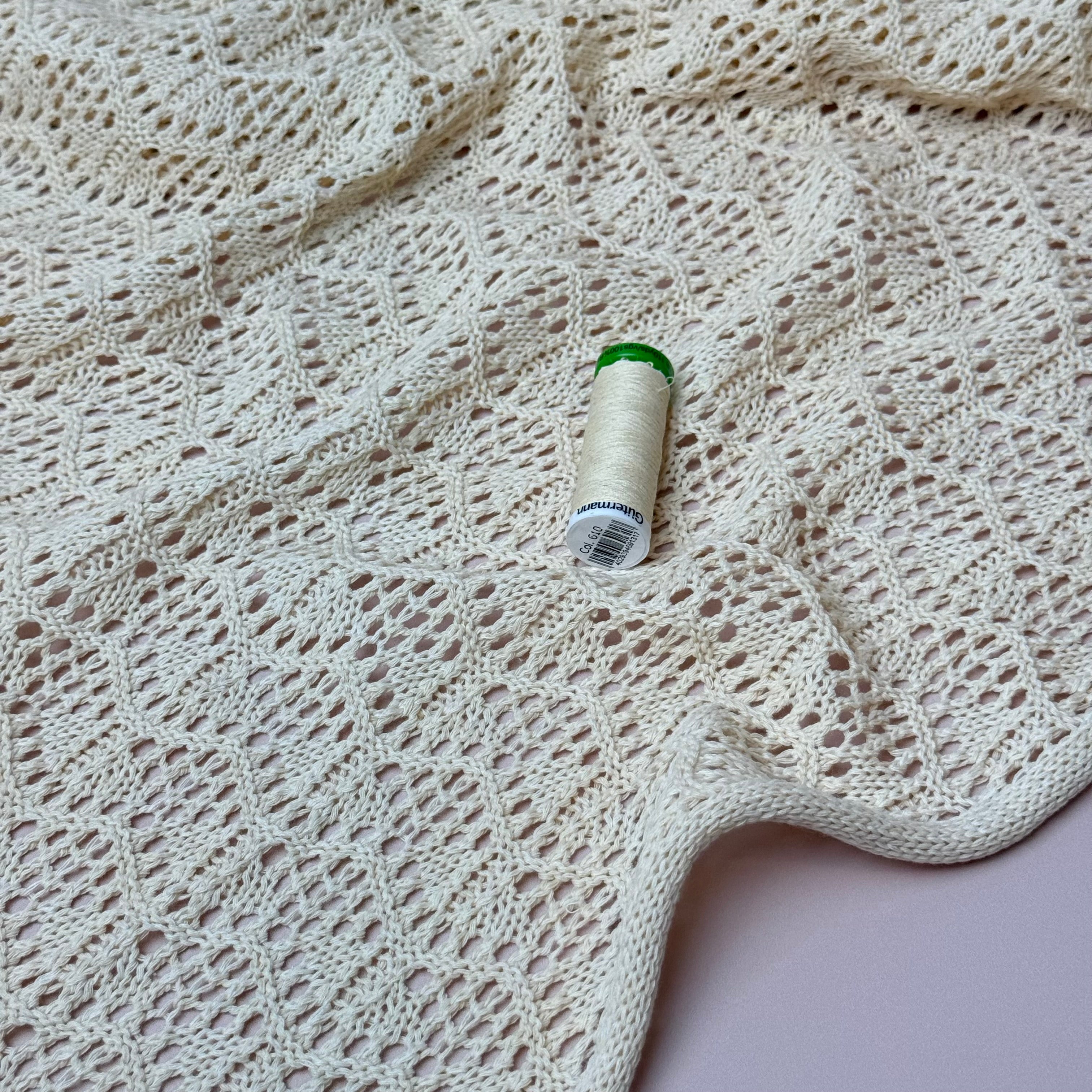 Pure Cotton Crochet Knit in Neutral