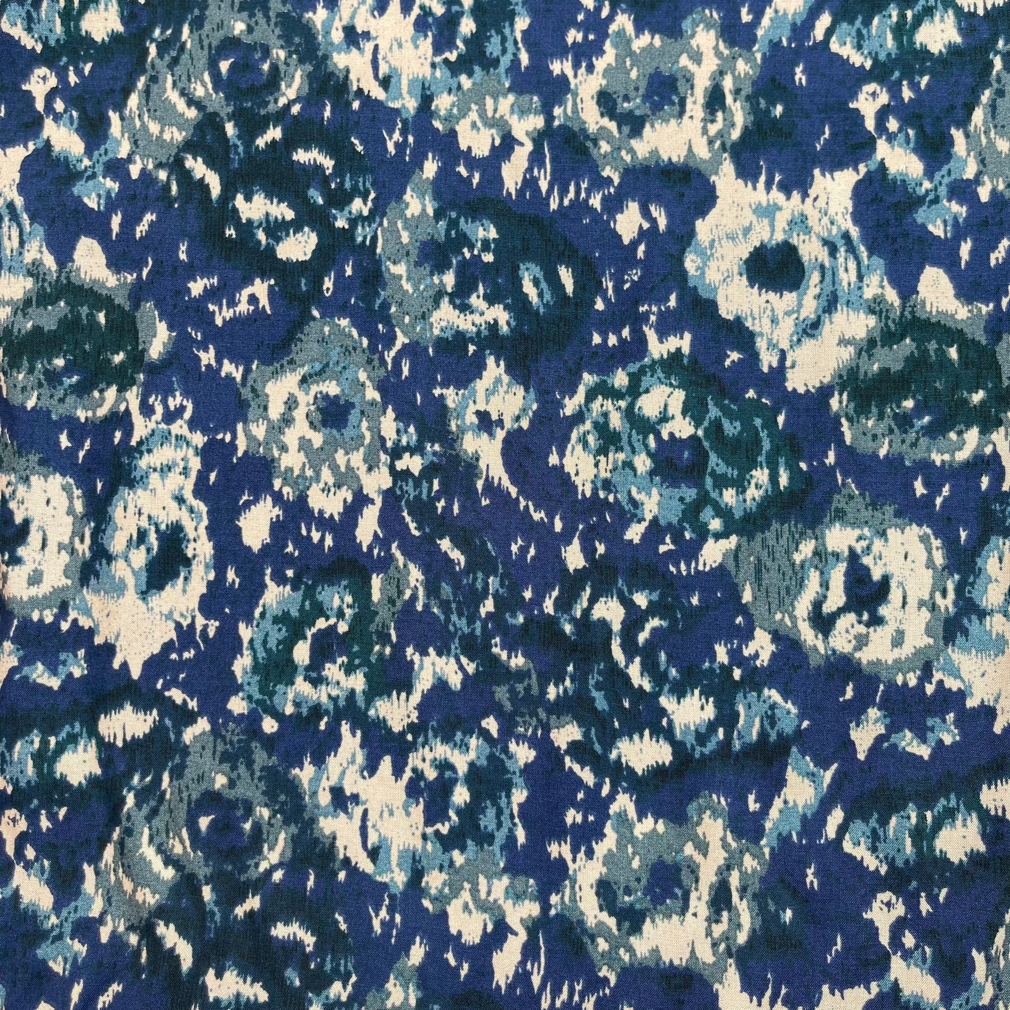 Hazy Peonies in Blue Viscose Fabric
