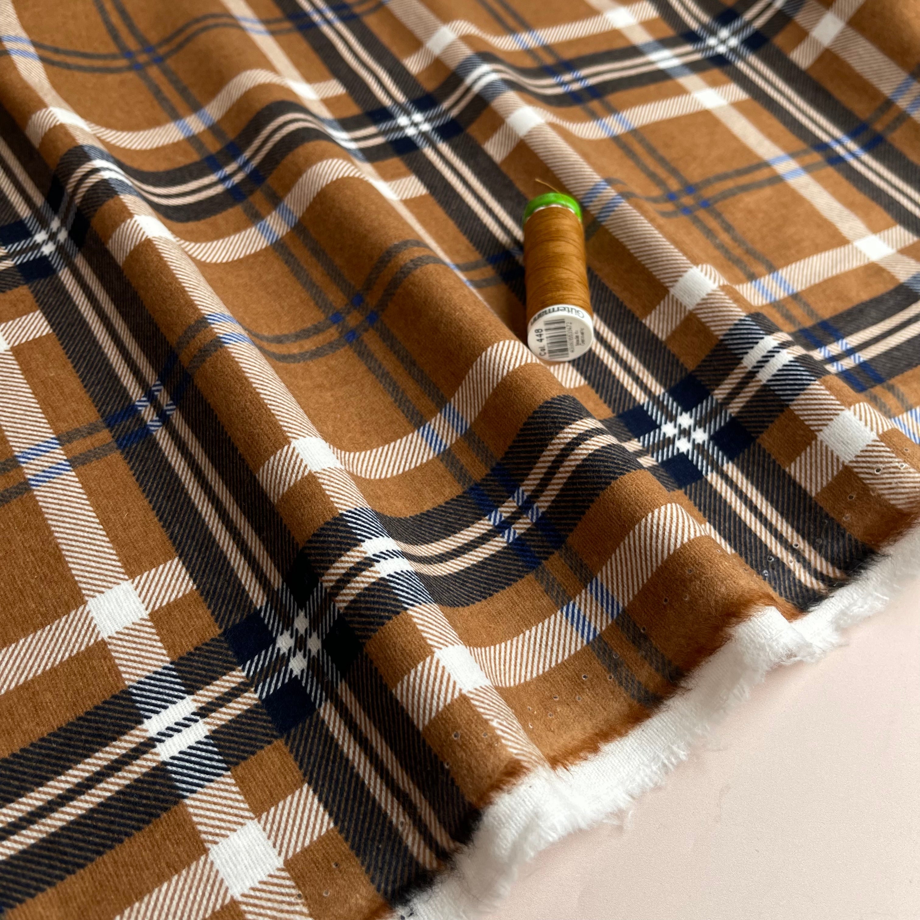 REMNANT 1.11 Metres - Plaid Rust Cotton Flannel