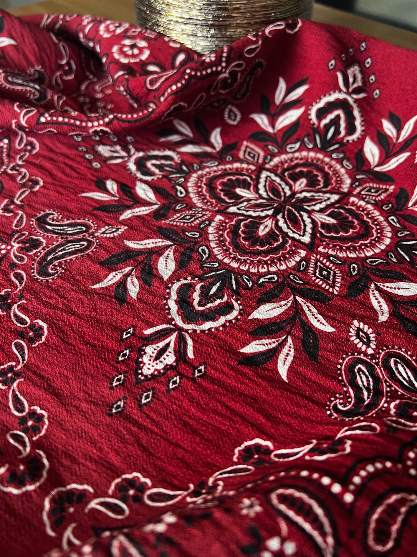 REMNANT 0.72 Metre - My Dress Made - Scarlett Bandana Textured Viscose Fabric