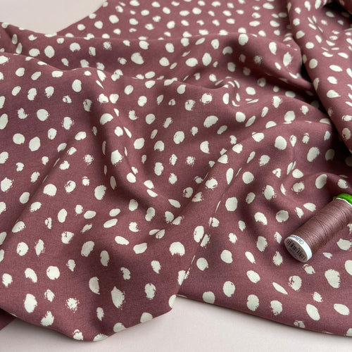 REMNANT 0.89 Metre - Abstract Dots on Mauve Viscose Fabric