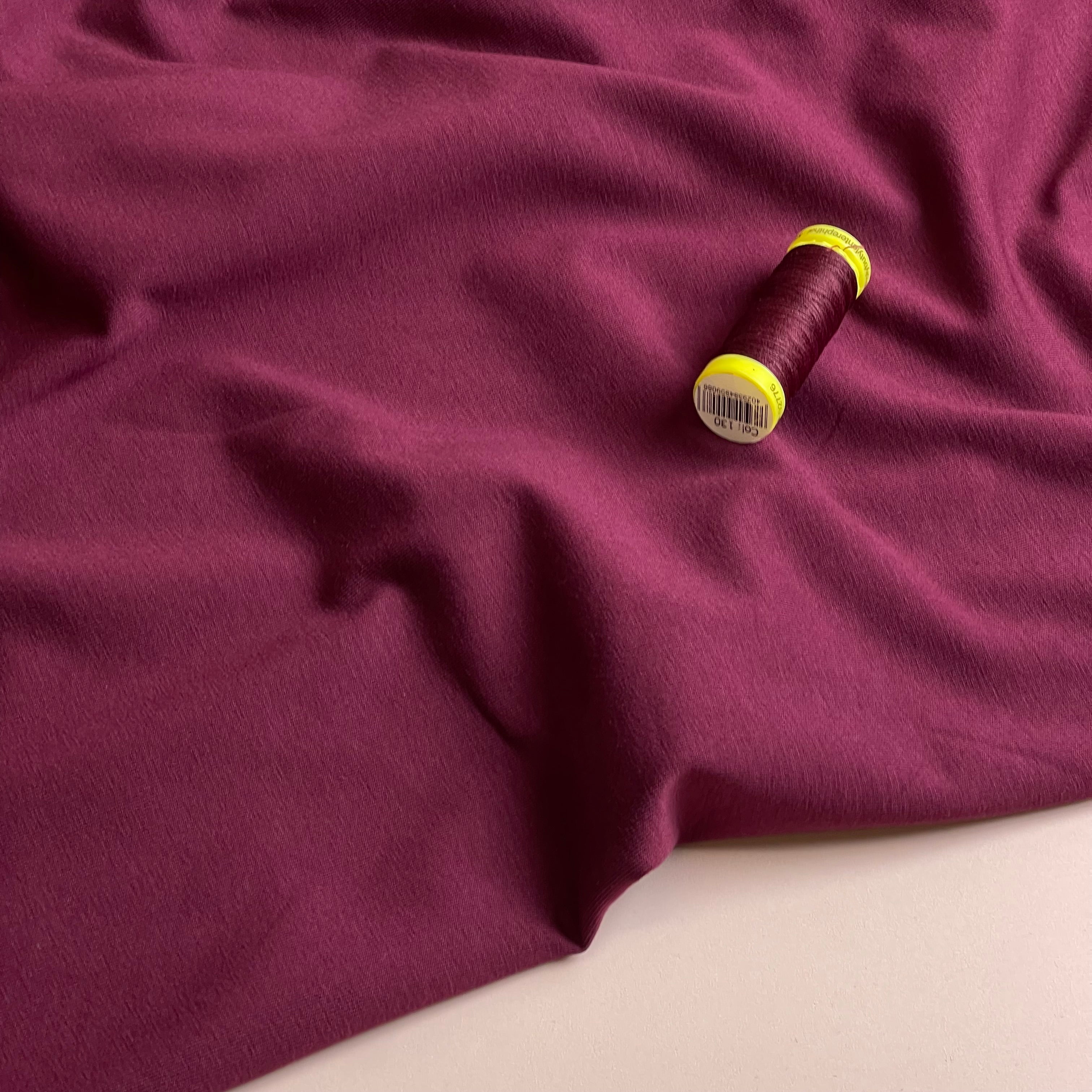 Essential Chic Bordeaux Plain Cotton Jersey Fabric