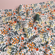 Ditsy Orange on White Cotton Double Gauze