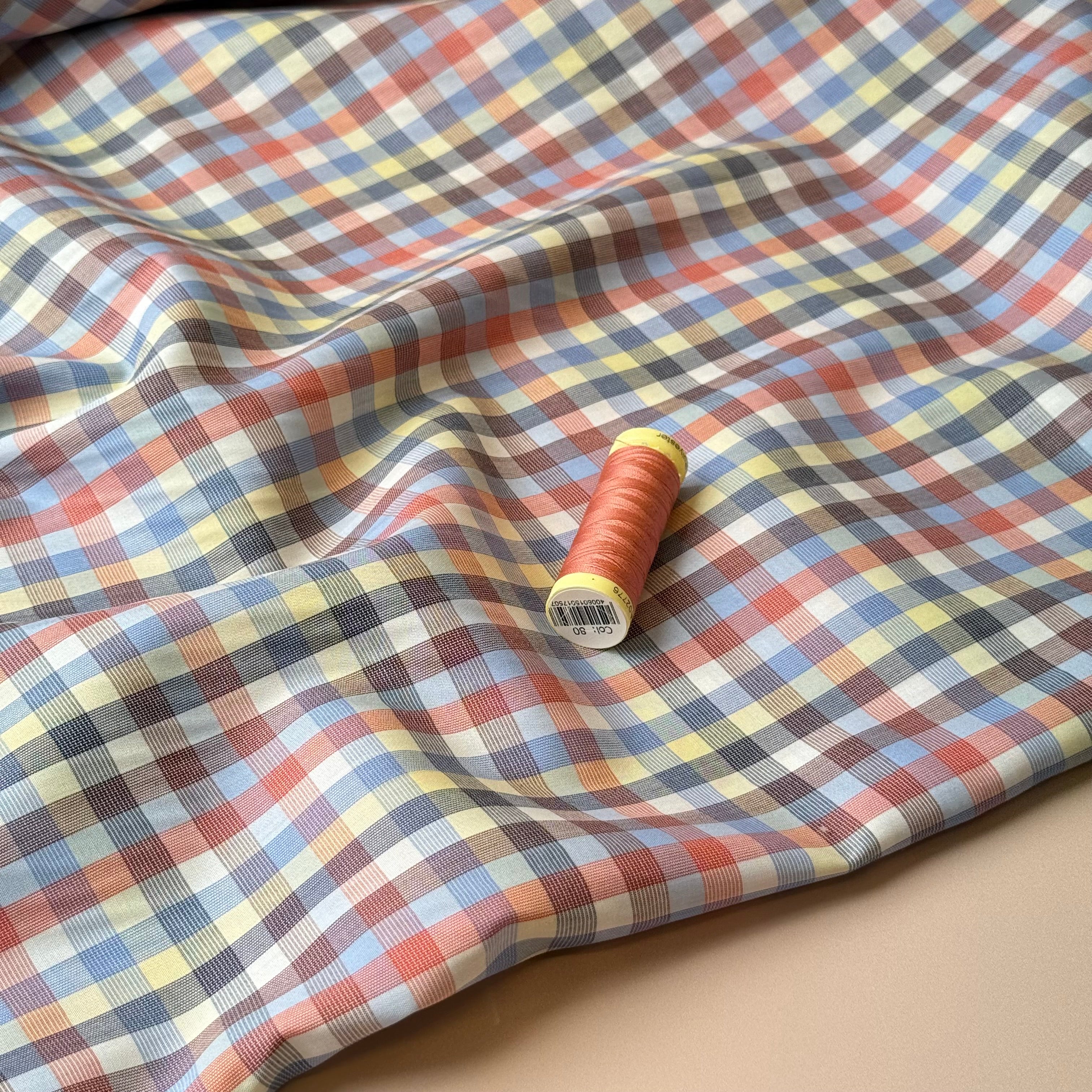 Ex-Designer Deadstock Yarn Dyed Checks Fine Cotton Fabric