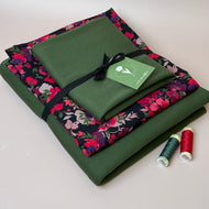 Make an Outfit Colour Bundle - Rosehip Viscose & Brushed Sweatshirt in Green Khaki with Ribbing