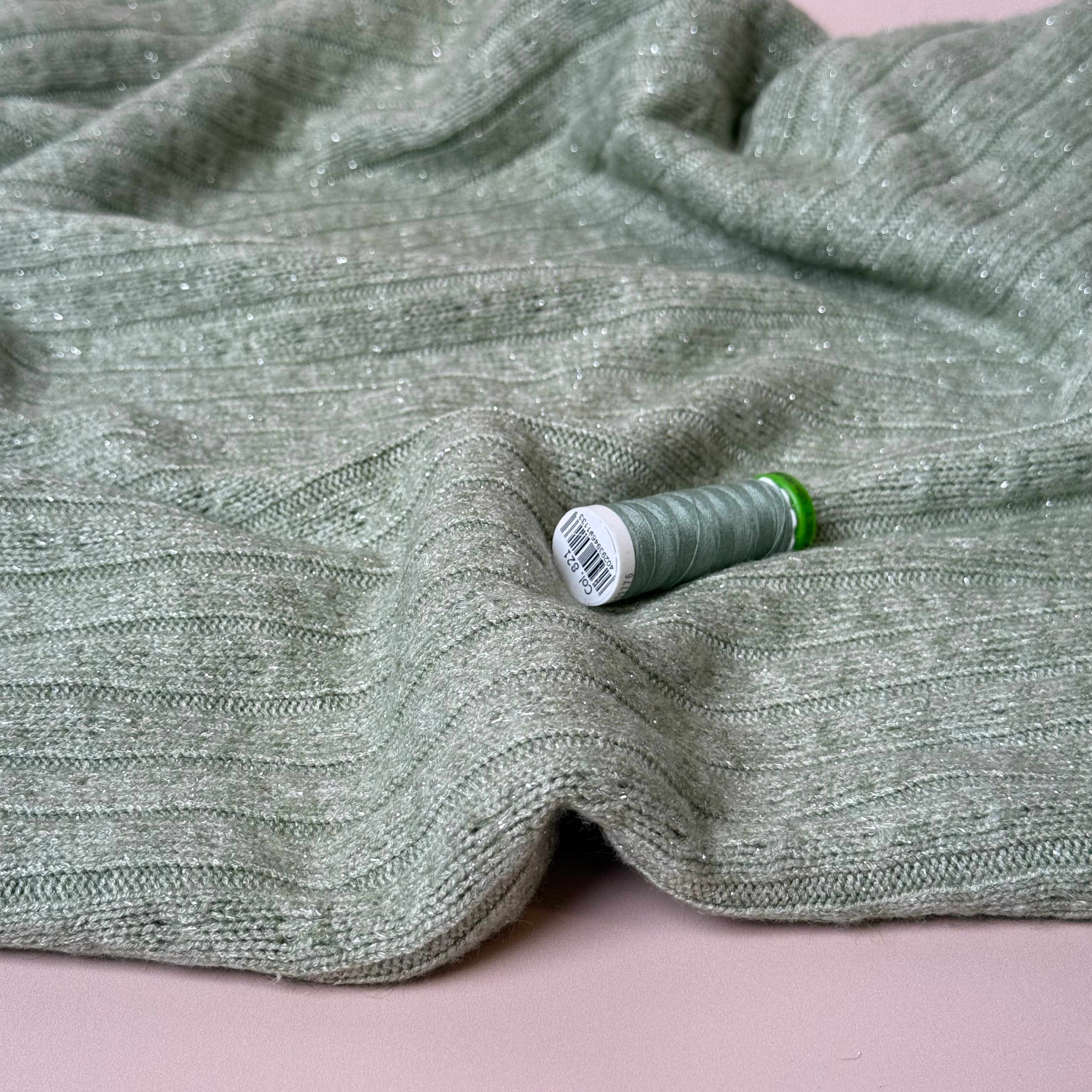 Sparkle Viscose Blend Cable Sweater Knit in Dark Mint