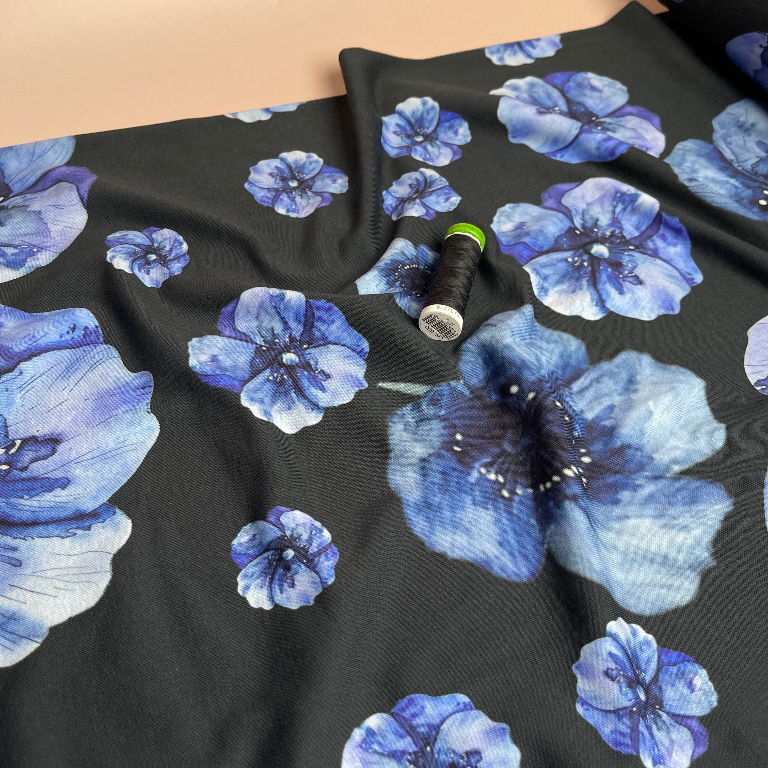 Danish Design - Watercolour Blue Poppy Cotton Jersey