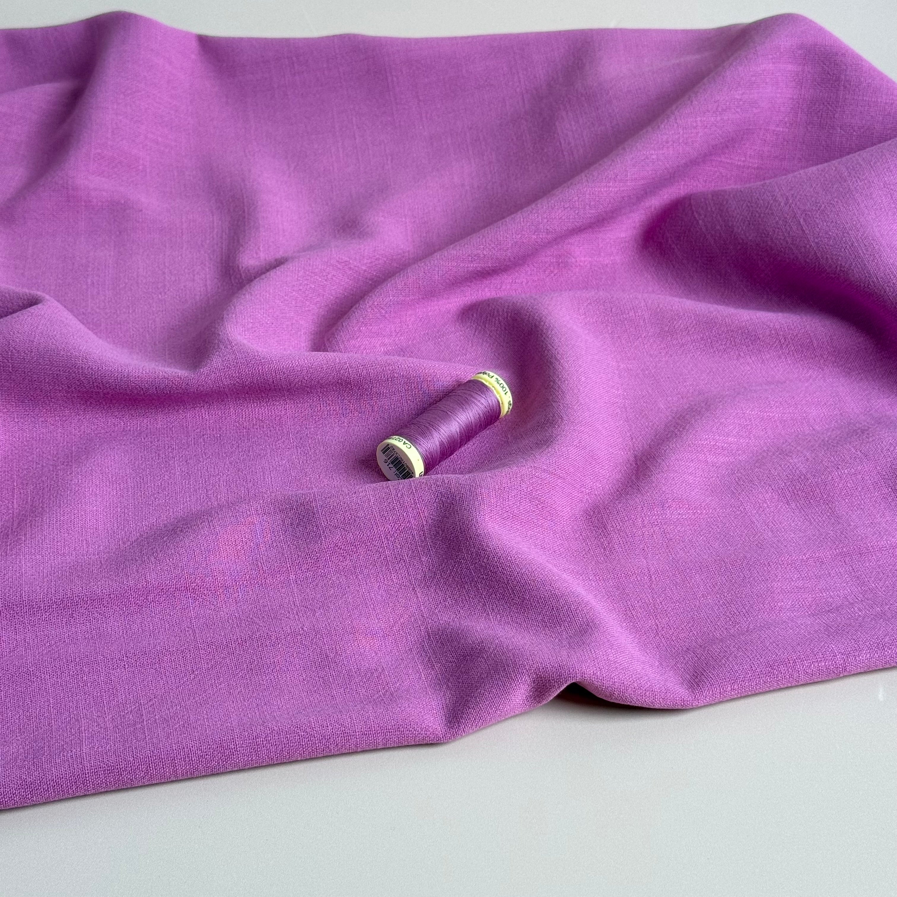 Flow Bubble Gum Viscose Linen Blend Dress Fabric