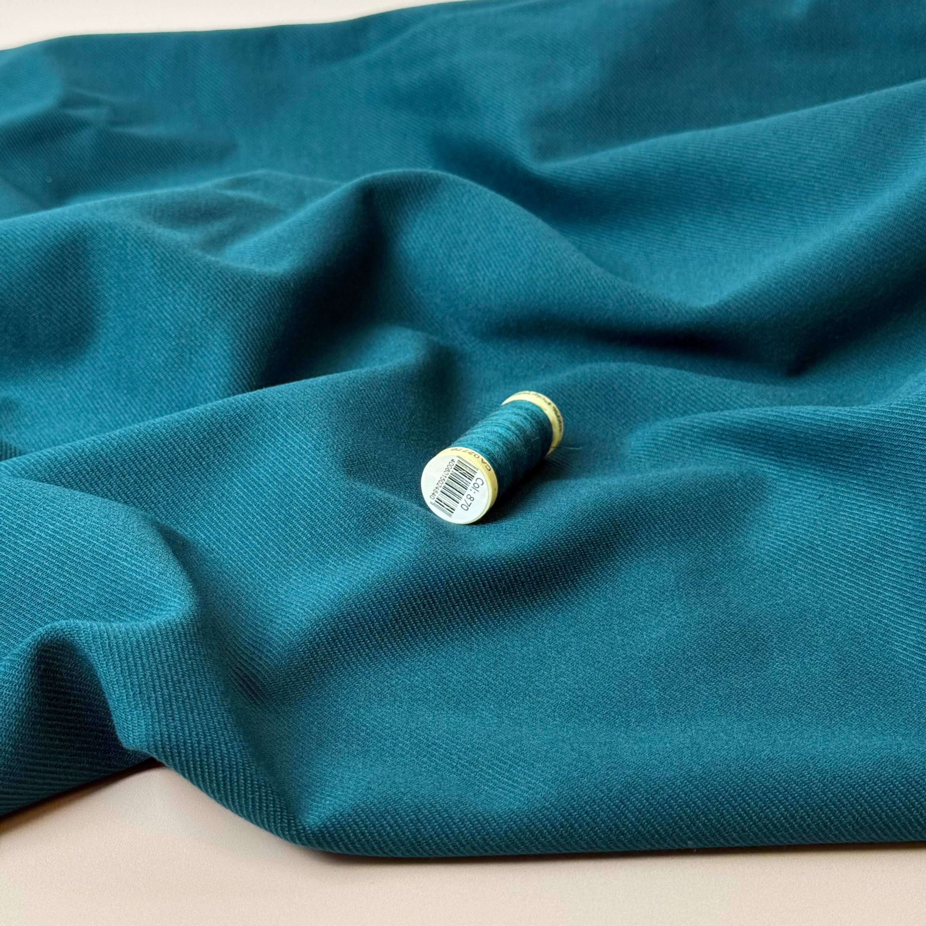 Petrol Viscose Ponte Roma Twill Double Knit Fabric