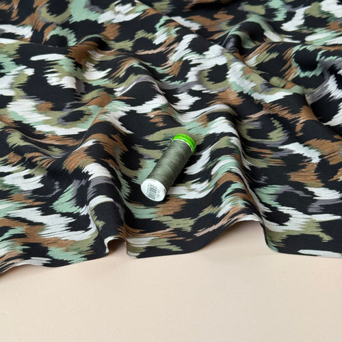 Abstract Animal Viscose Poplin Fabric