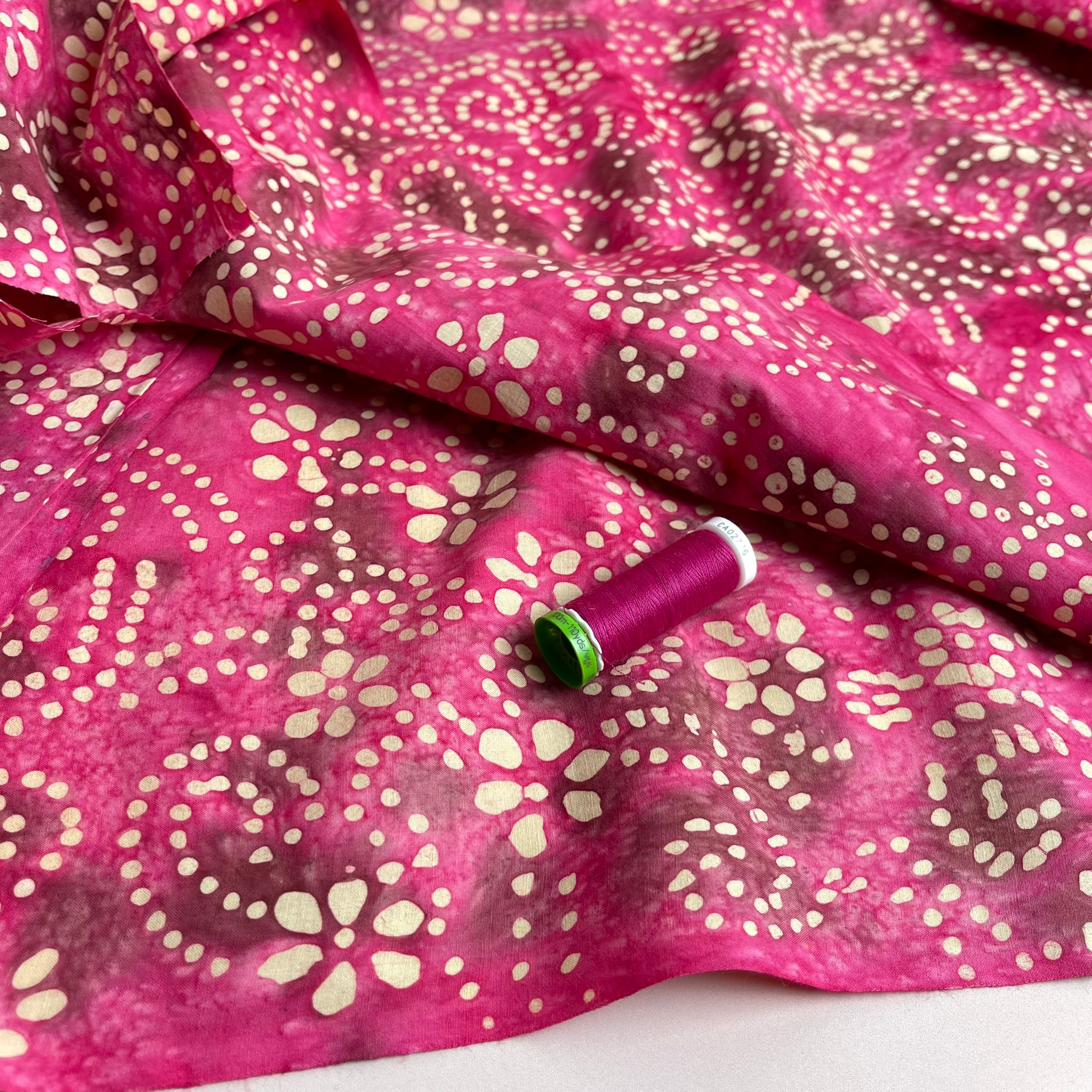 Batik Fuchsia Flowers Cotton Fabric