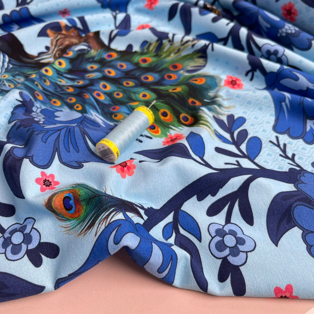 Danish Design - Majestic Peacock Cotton Jersey Fabric