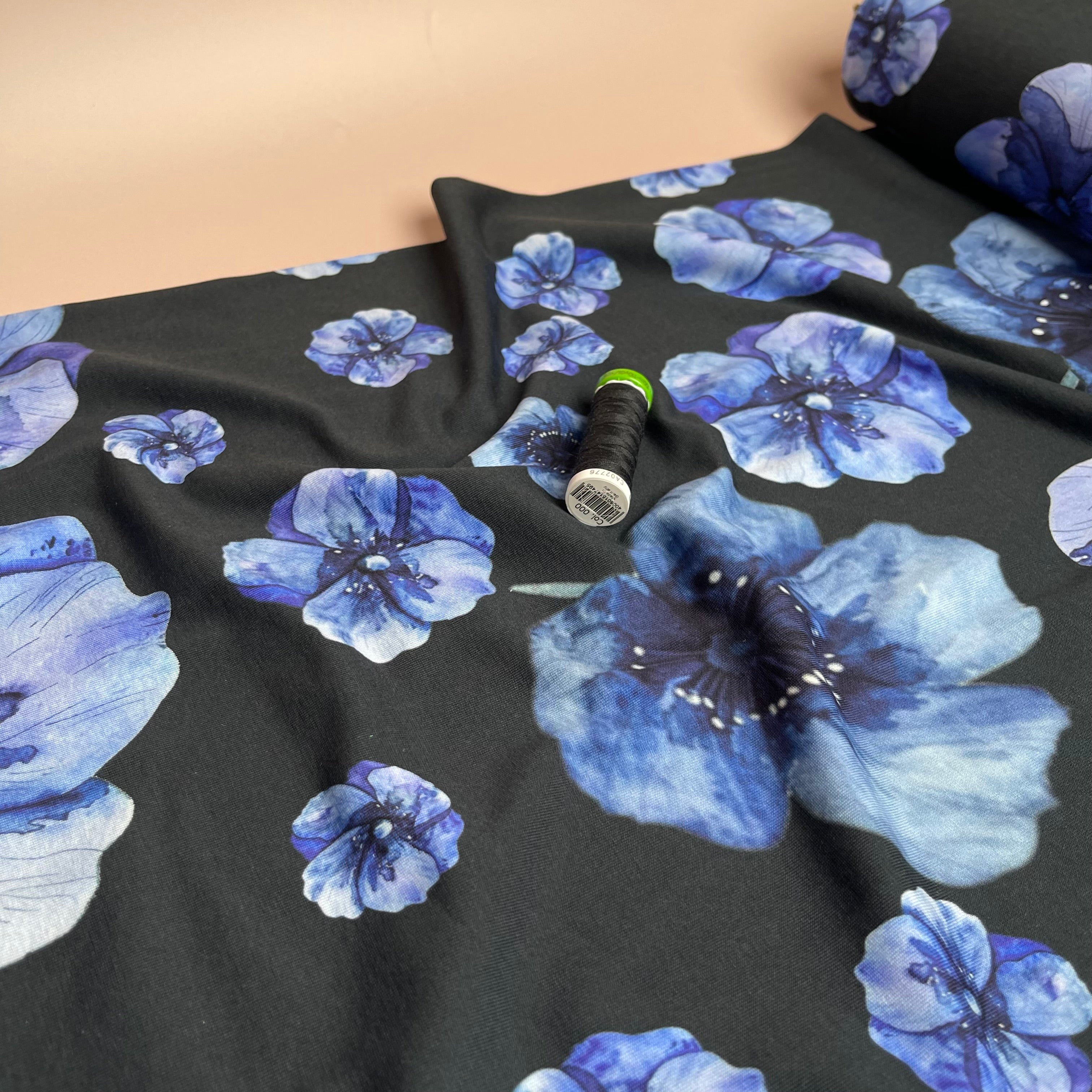 Danish Design - Watercolour Blue Poppy Cotton Jersey