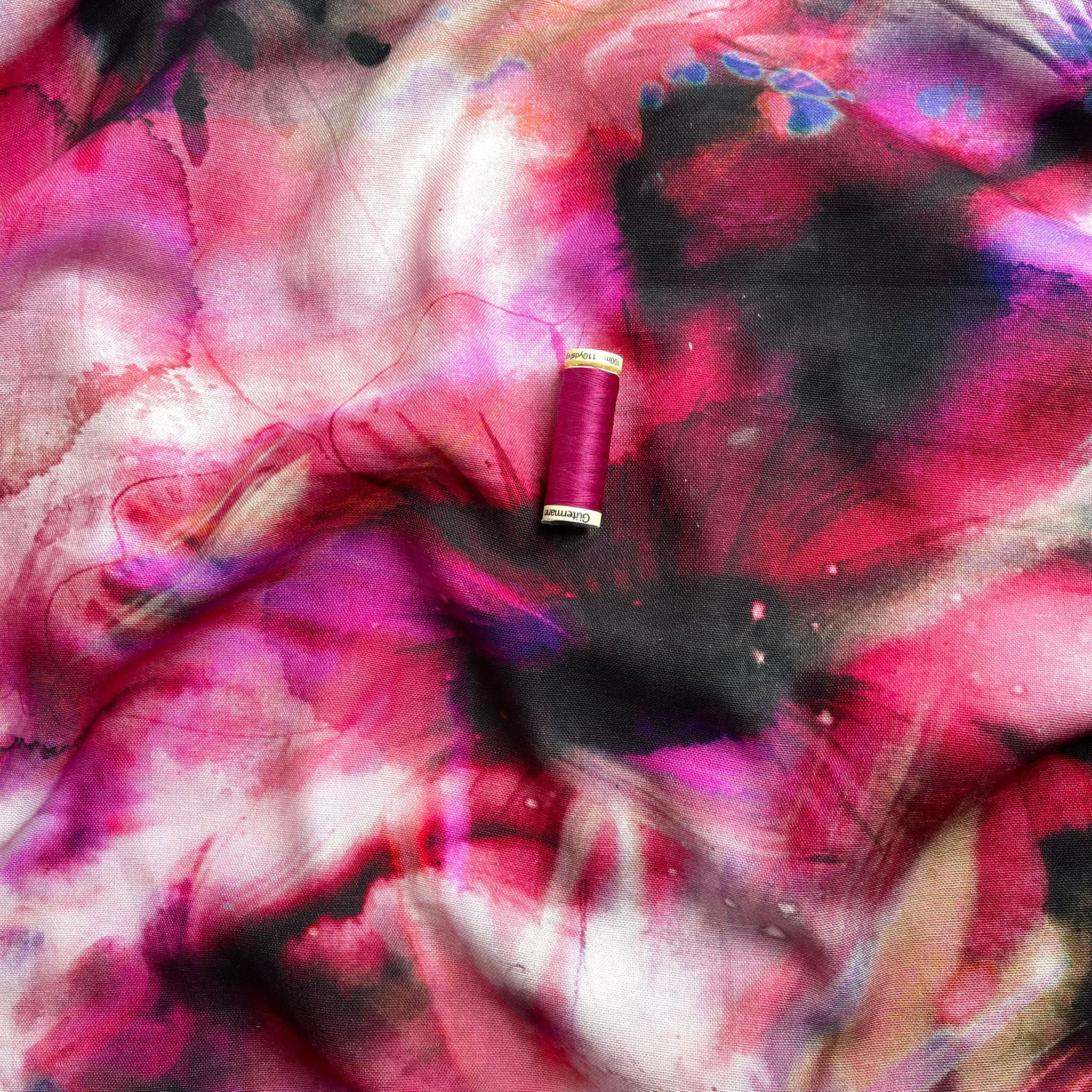 Bold Magenta Blooms Viscose Linen Fabric