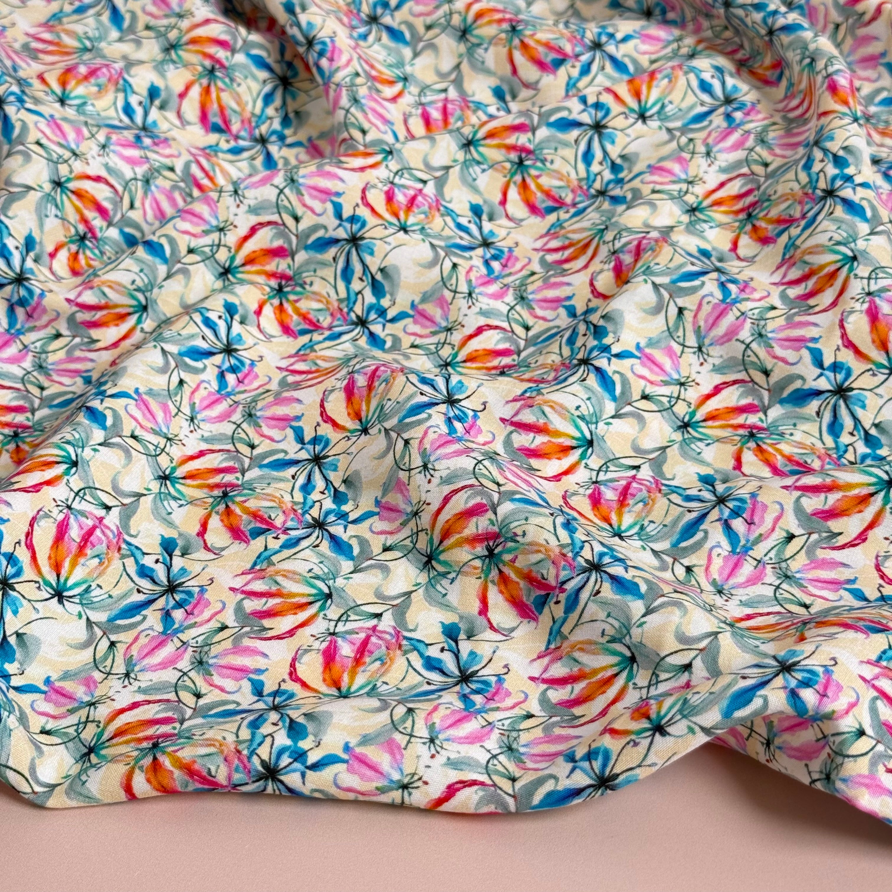 Summer Plants Viscose Poplin Fabric