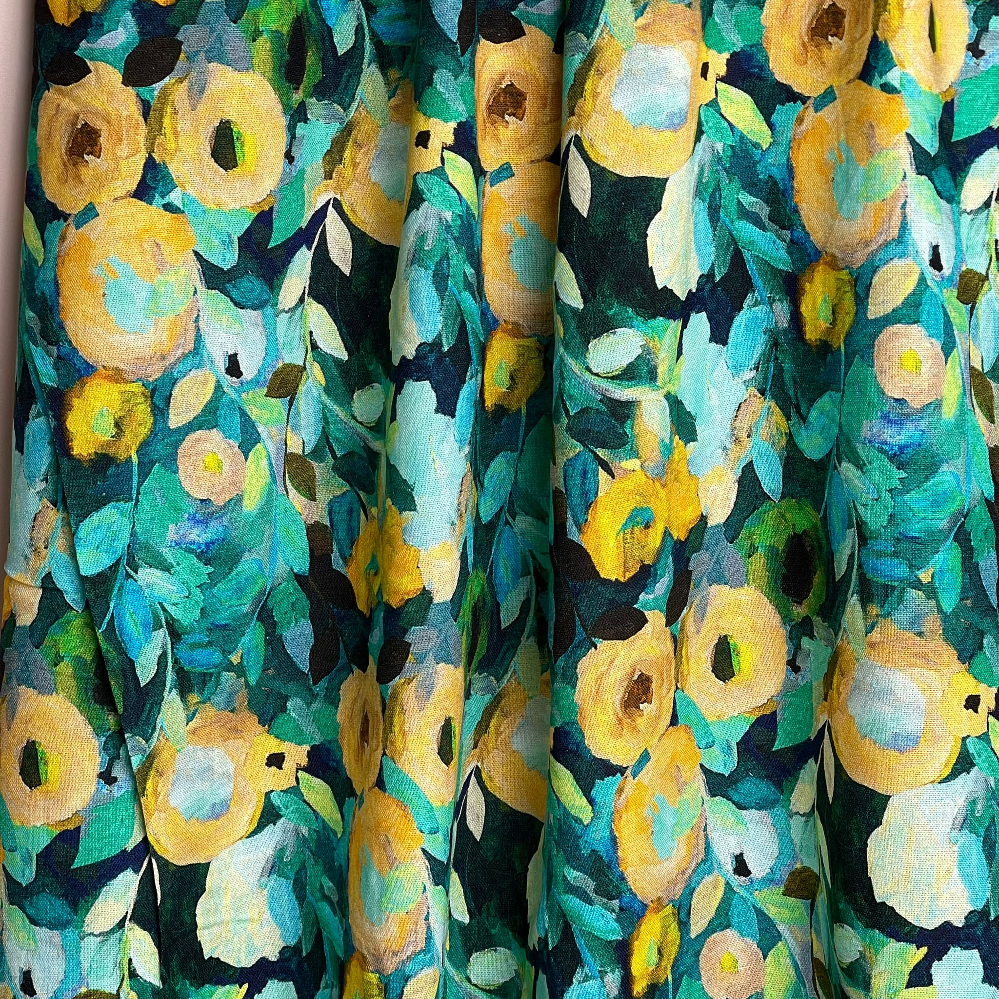 Ocean Florals Viscose Linen Fabric