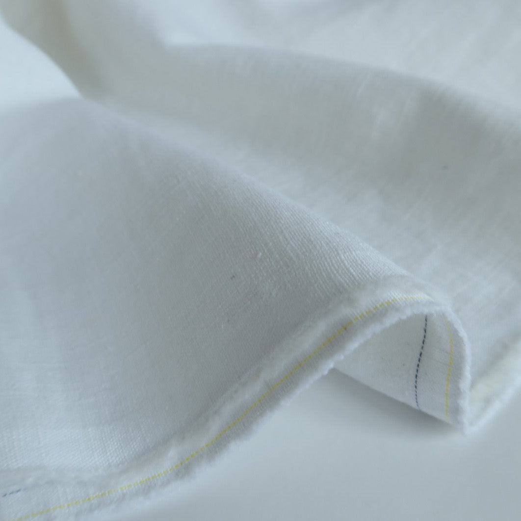 REMNANT 1.57 Metres - Breeze White - Enzyme Washed Pure Linen Fabric
