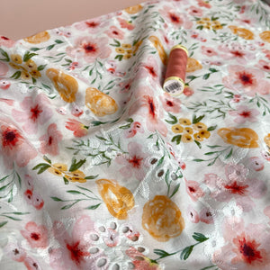 Sunshine Flowers Cotton Broderie Anglaise