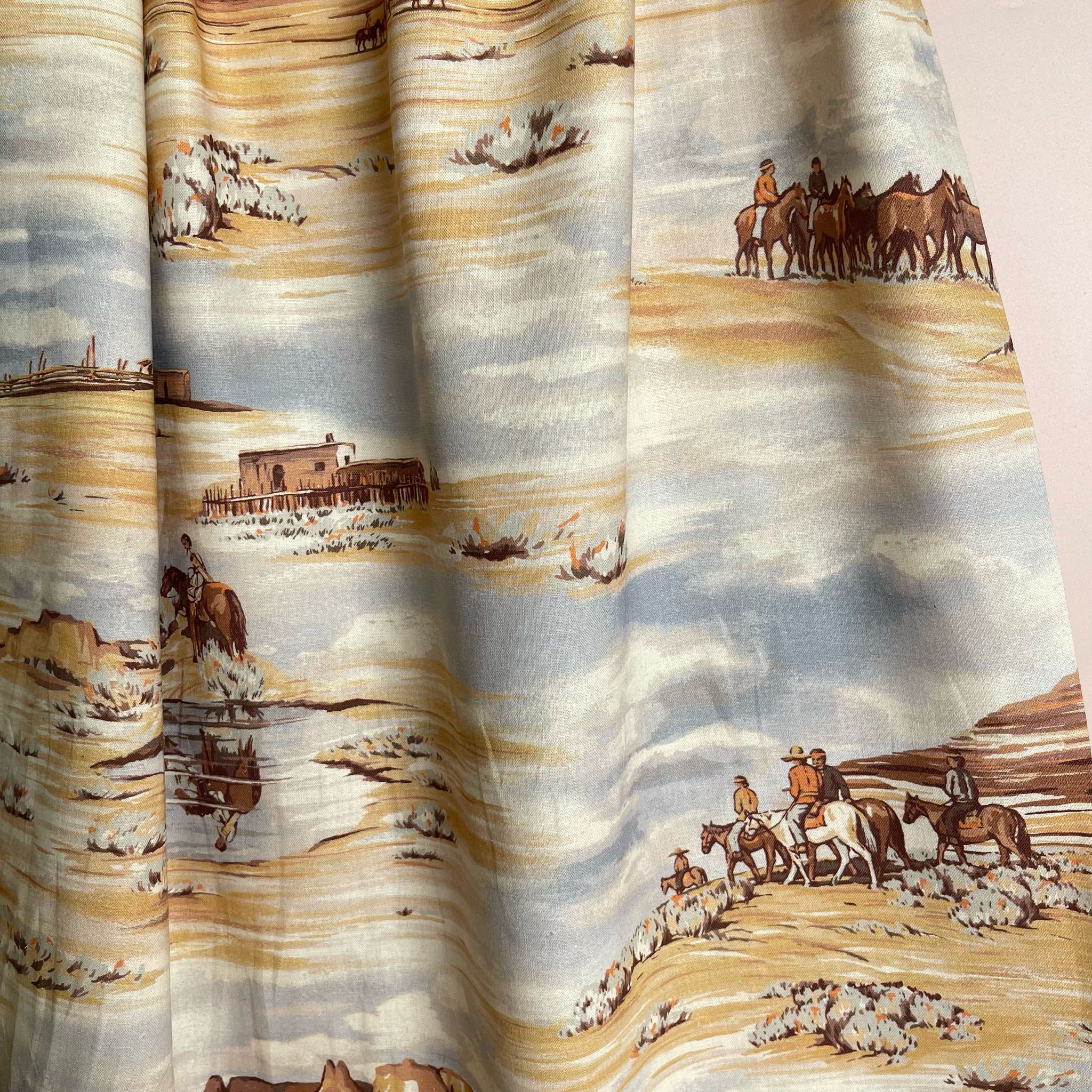 Ex-Designer Deadstock Western Landscape Linen Viscose Blend Fabric