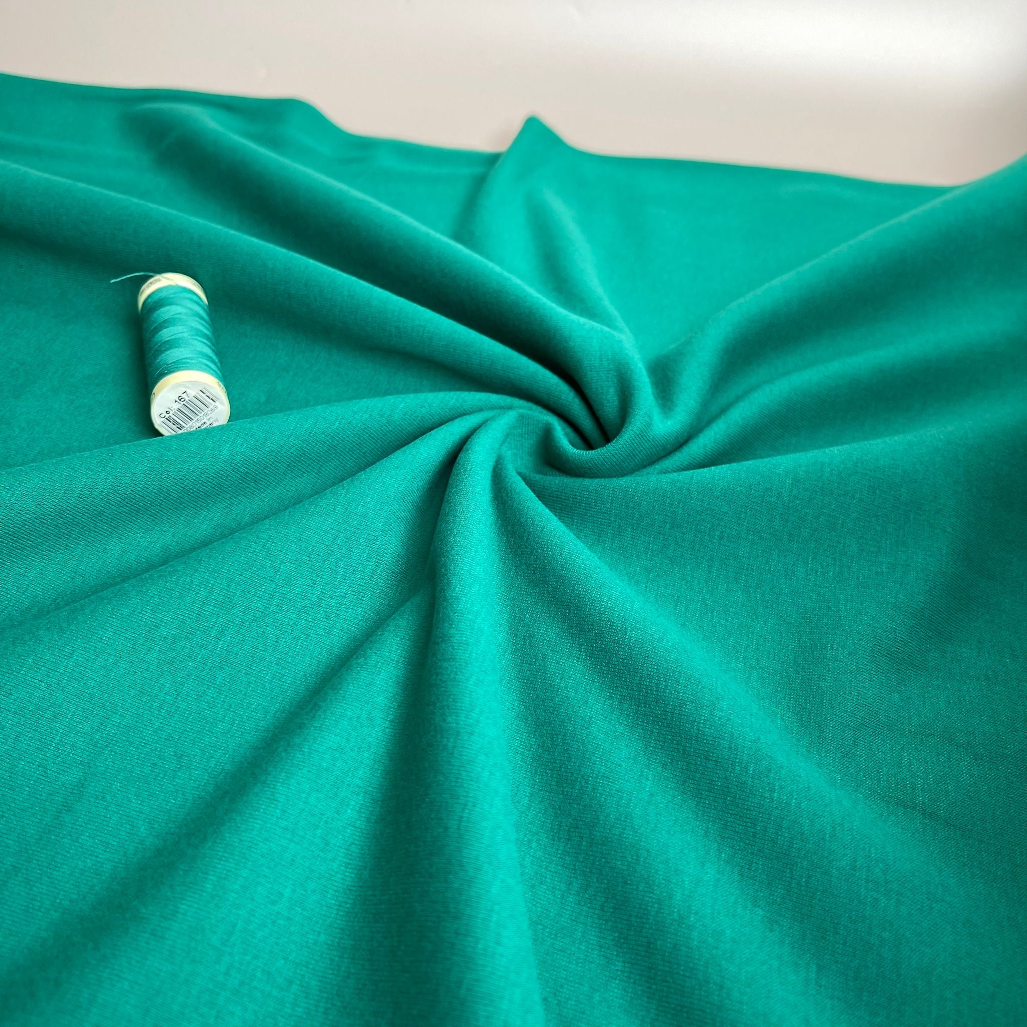 Peach Soft GOTS Organic Cotton Sweat-shirting in Emerald Green