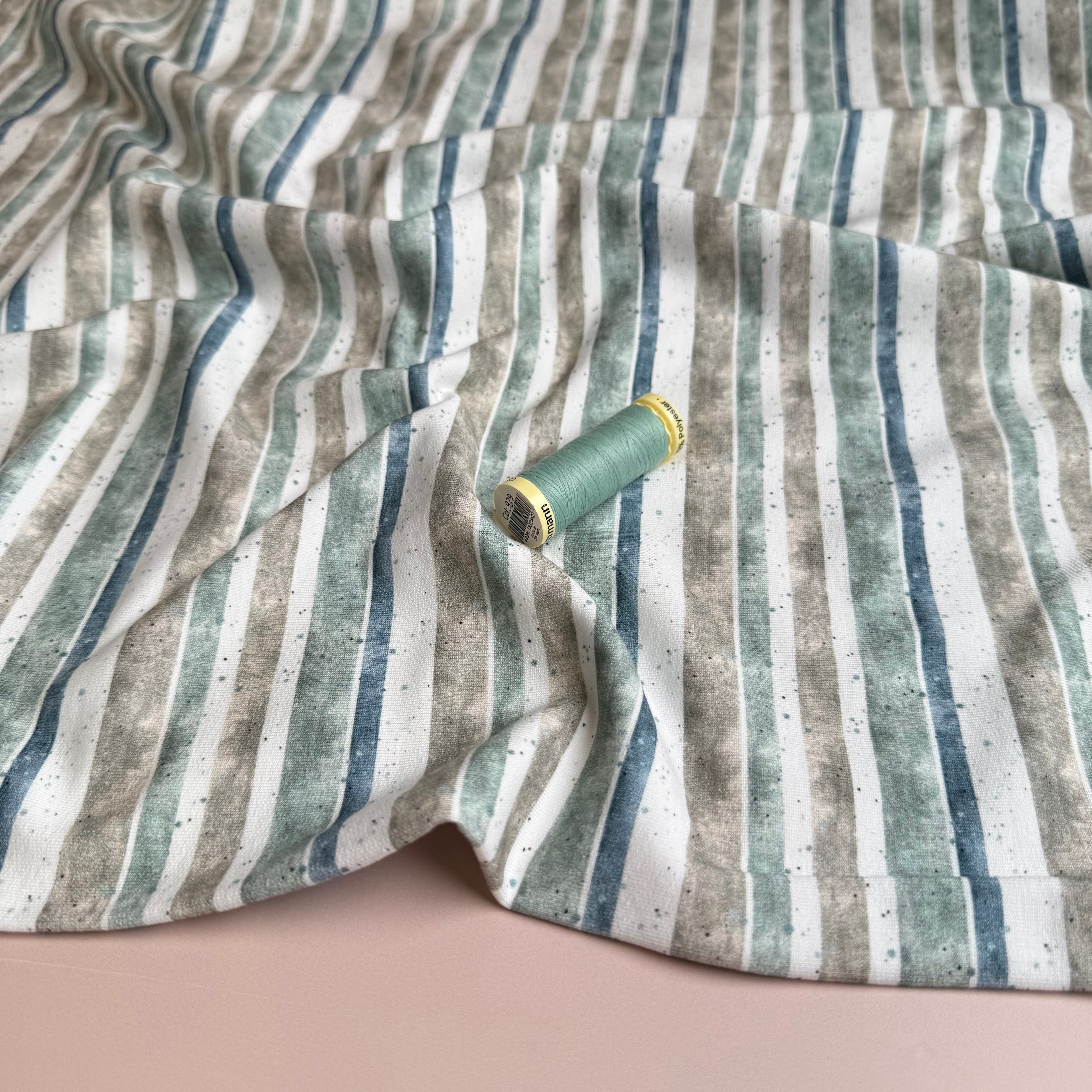 Stripes & Speckles Soft Cotton Sweat-shirting Fabric