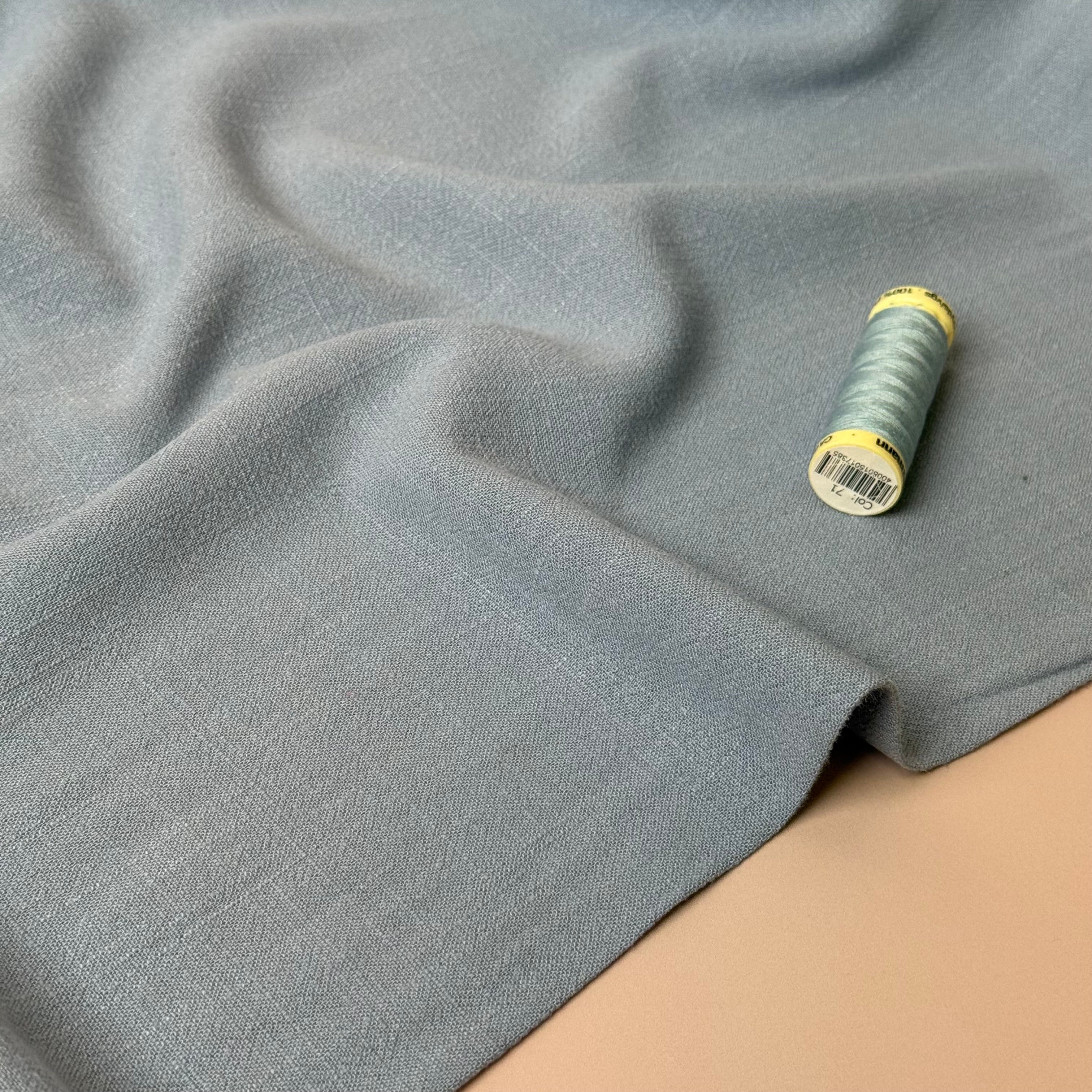 Flow Blue Viscose Linen Blend Dress Fabric