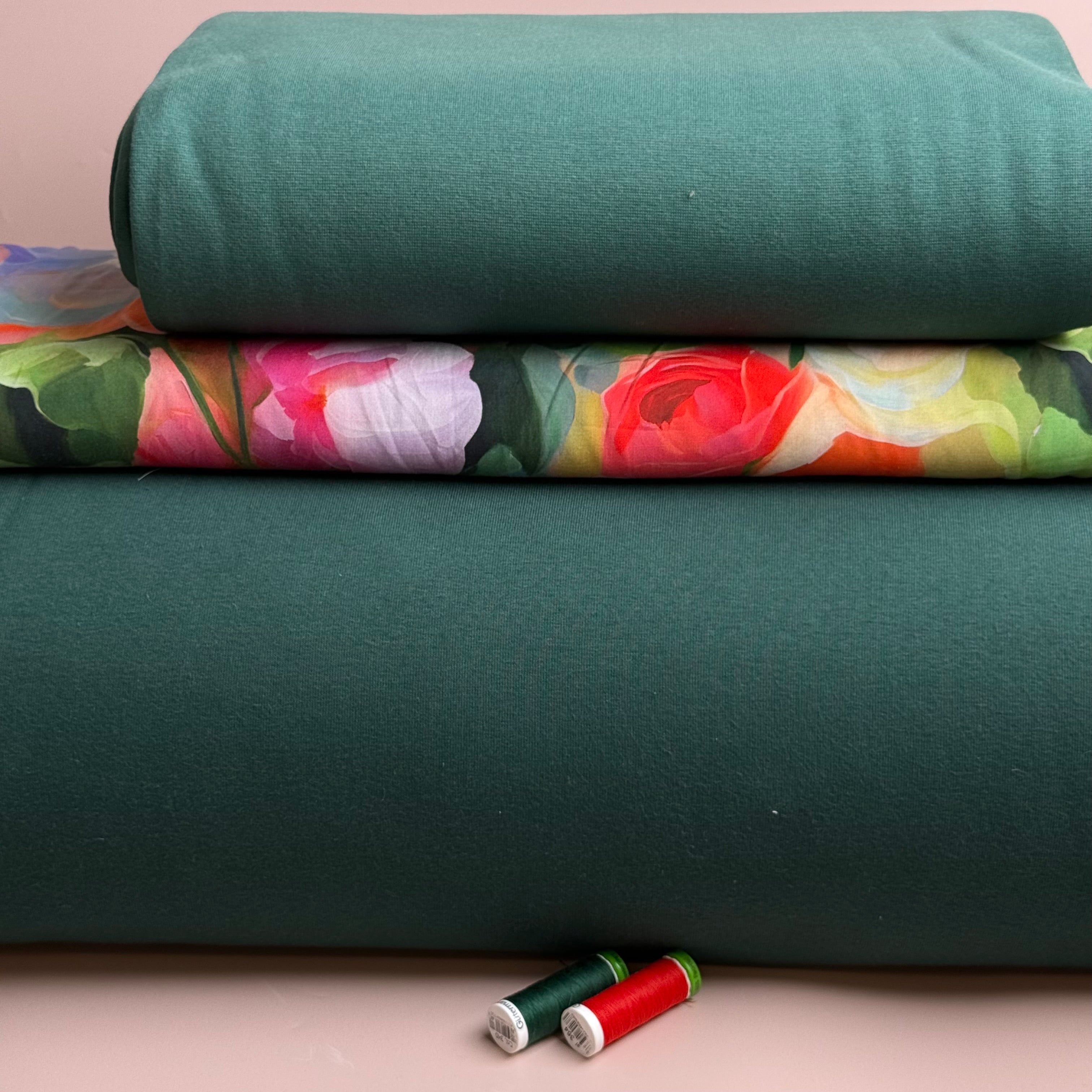 Fleecy Sweat-shirting Fabric in Dark Green