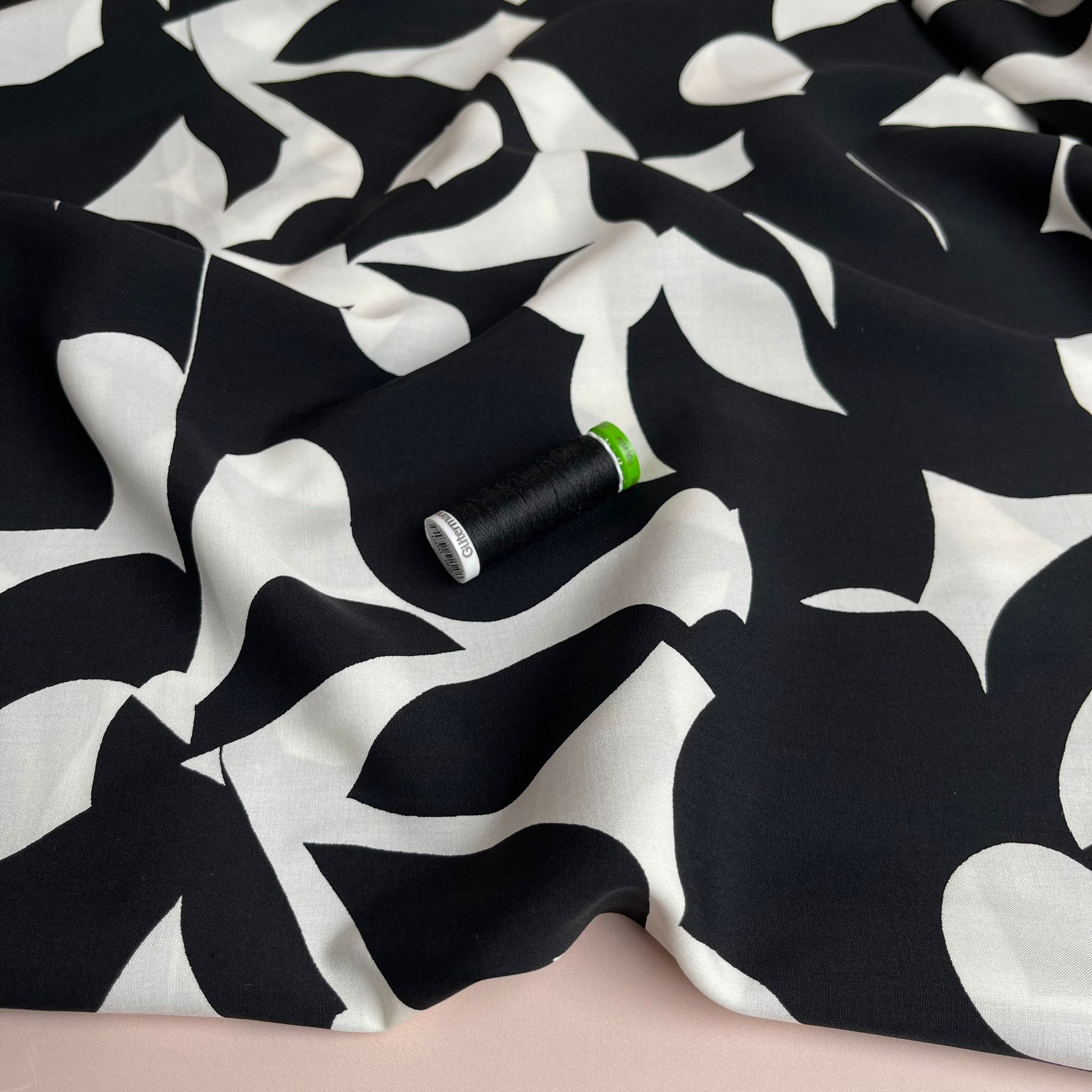 Shadows Black Viscose Fabric