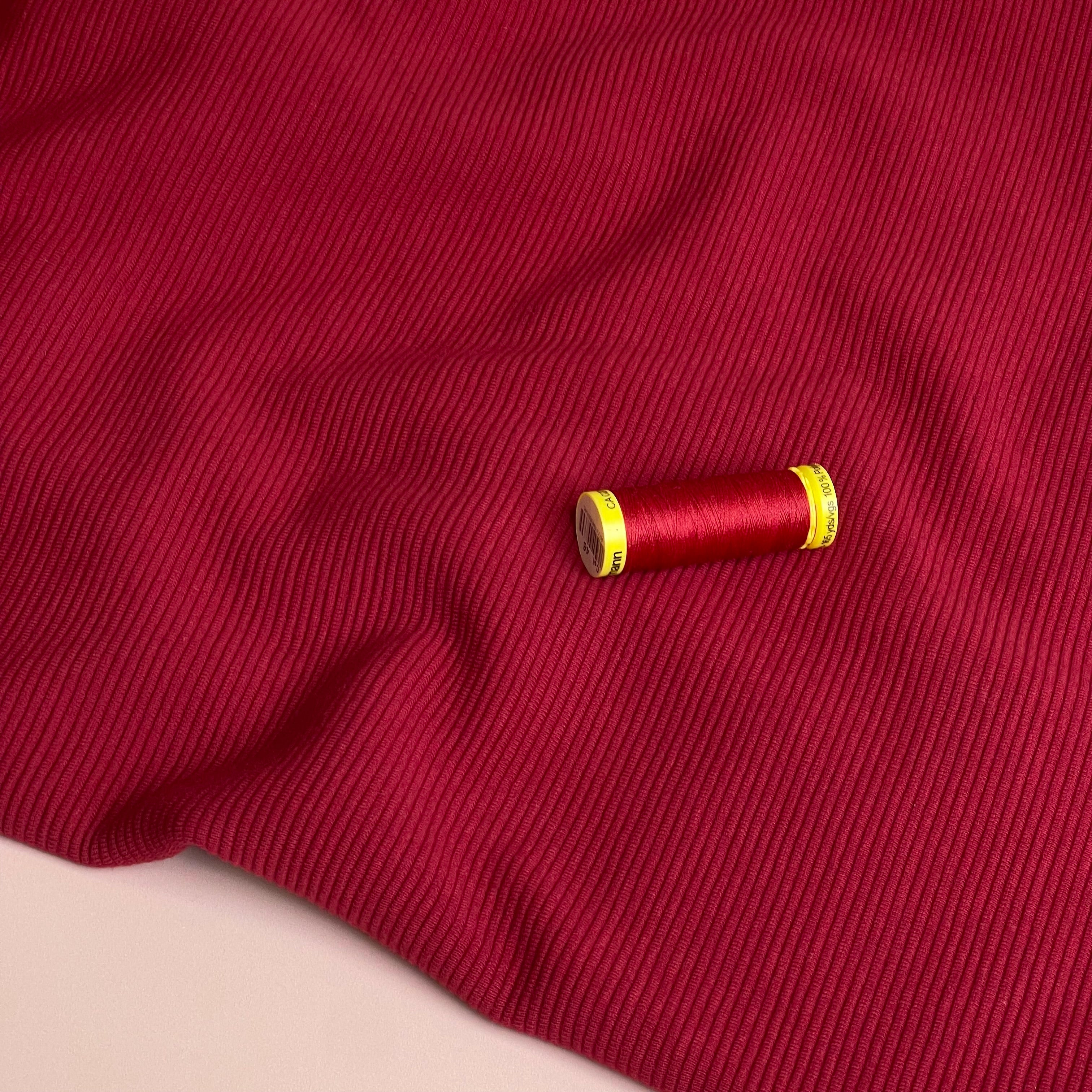 Ottoman Cotton Ribbed Knit in Burgundy