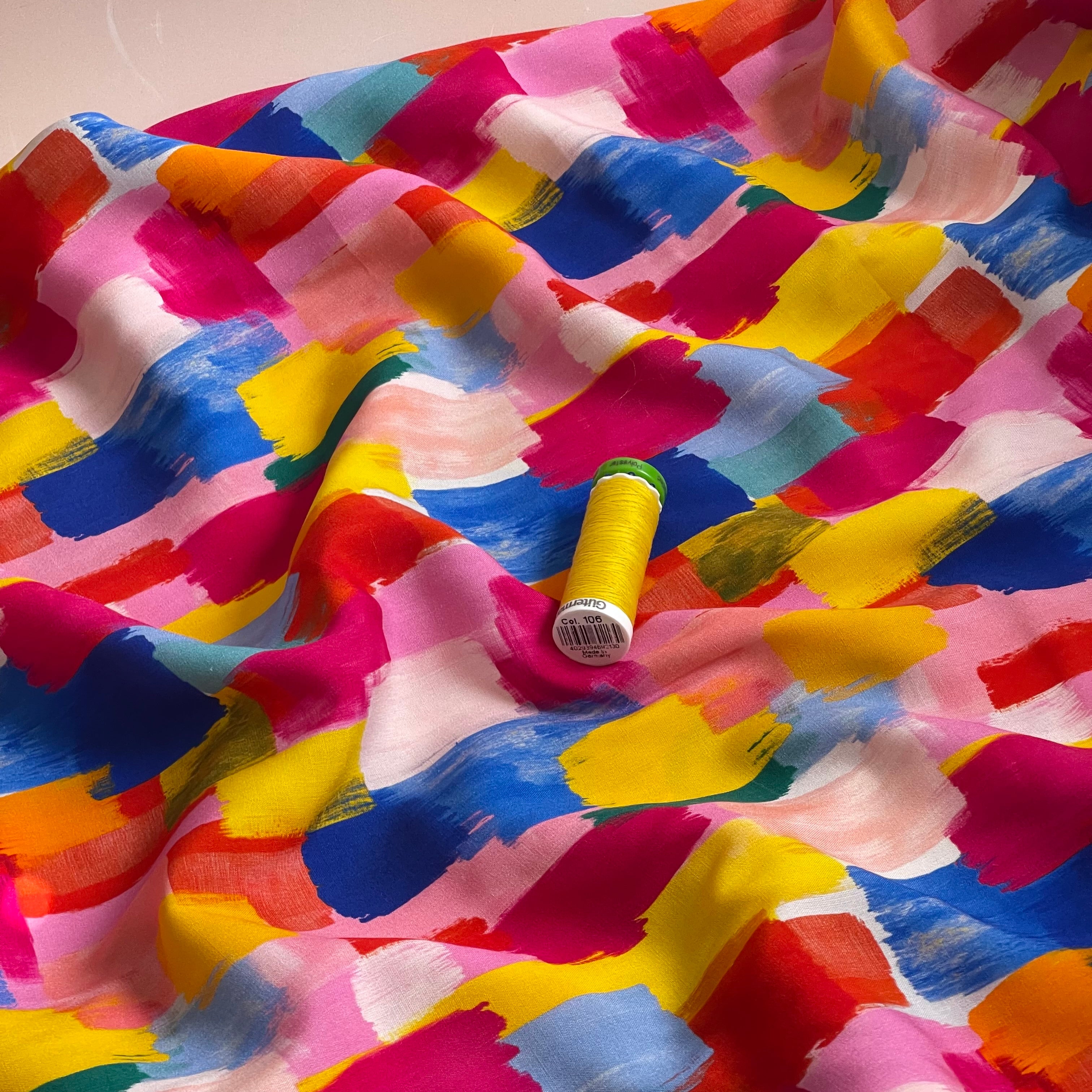 Brushstrokes Viscose Poplin Fabric